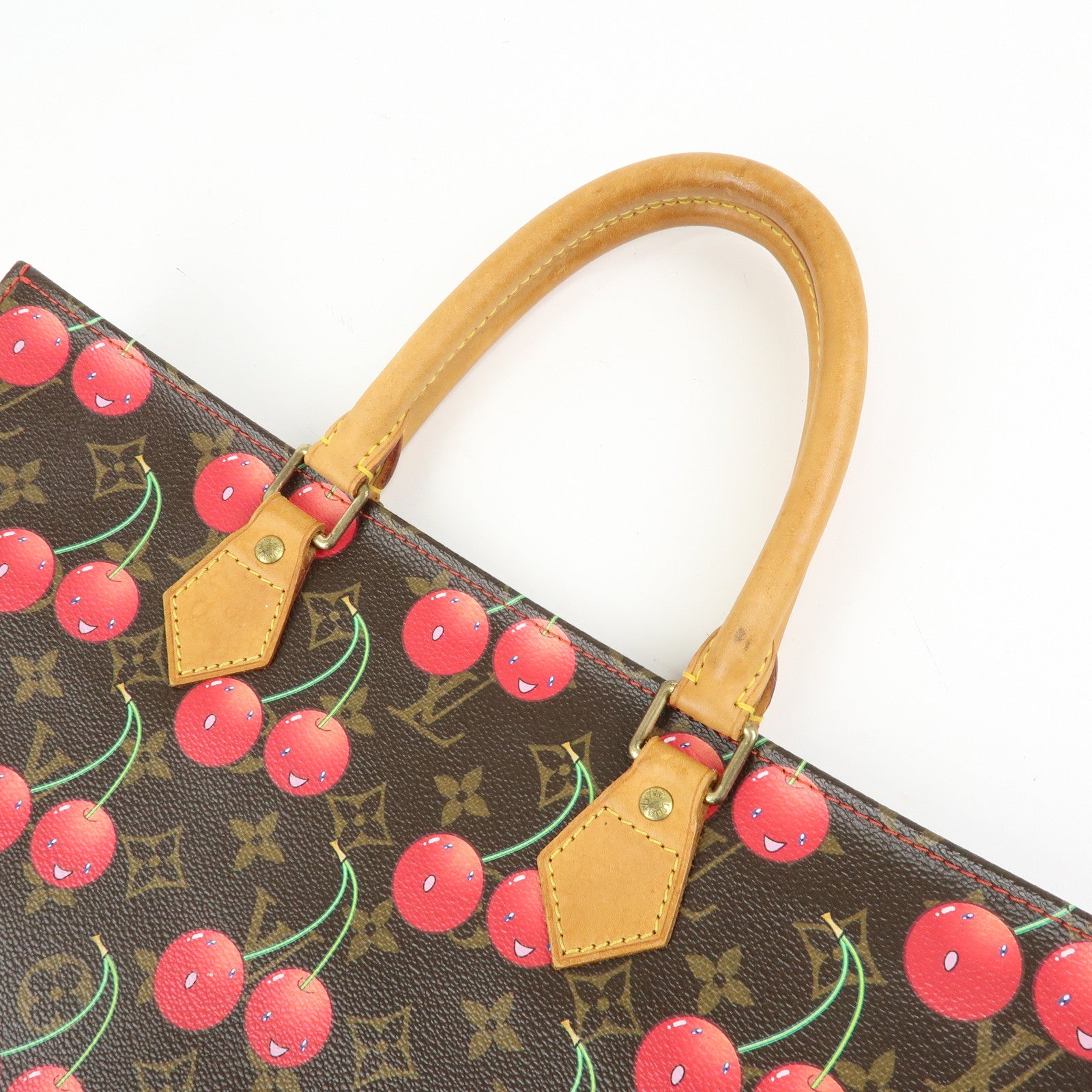 Louis Vuitton Monogram Cherry Sac Plat Tote Bag Brown Cherry M95010