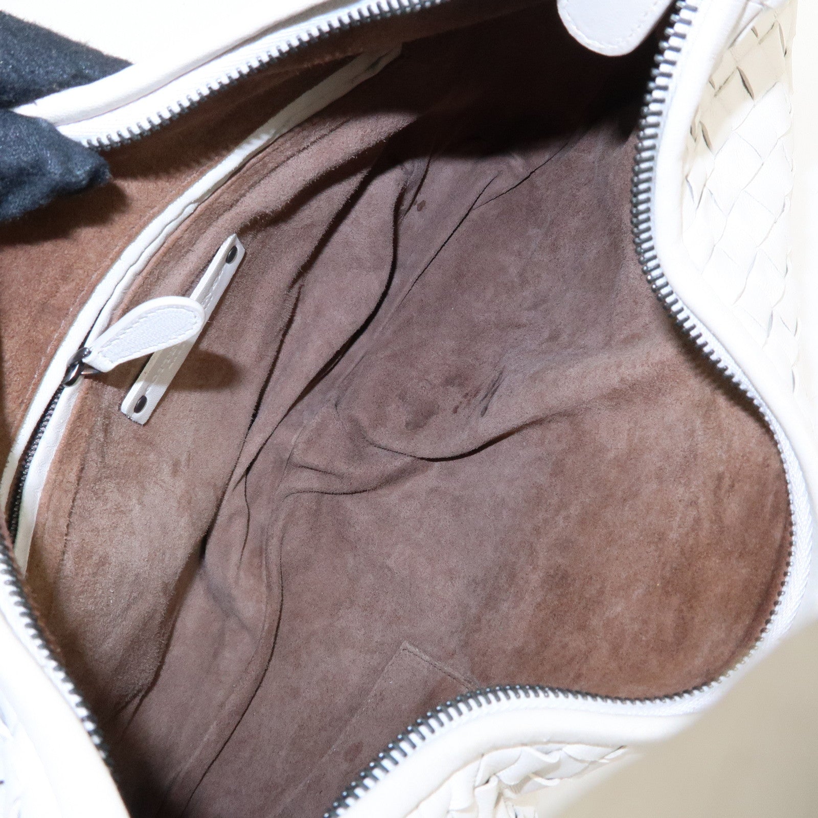 BOTTEGA VENETA Hobo Intrecciato Leather Shoulder Bag Ivory 232499