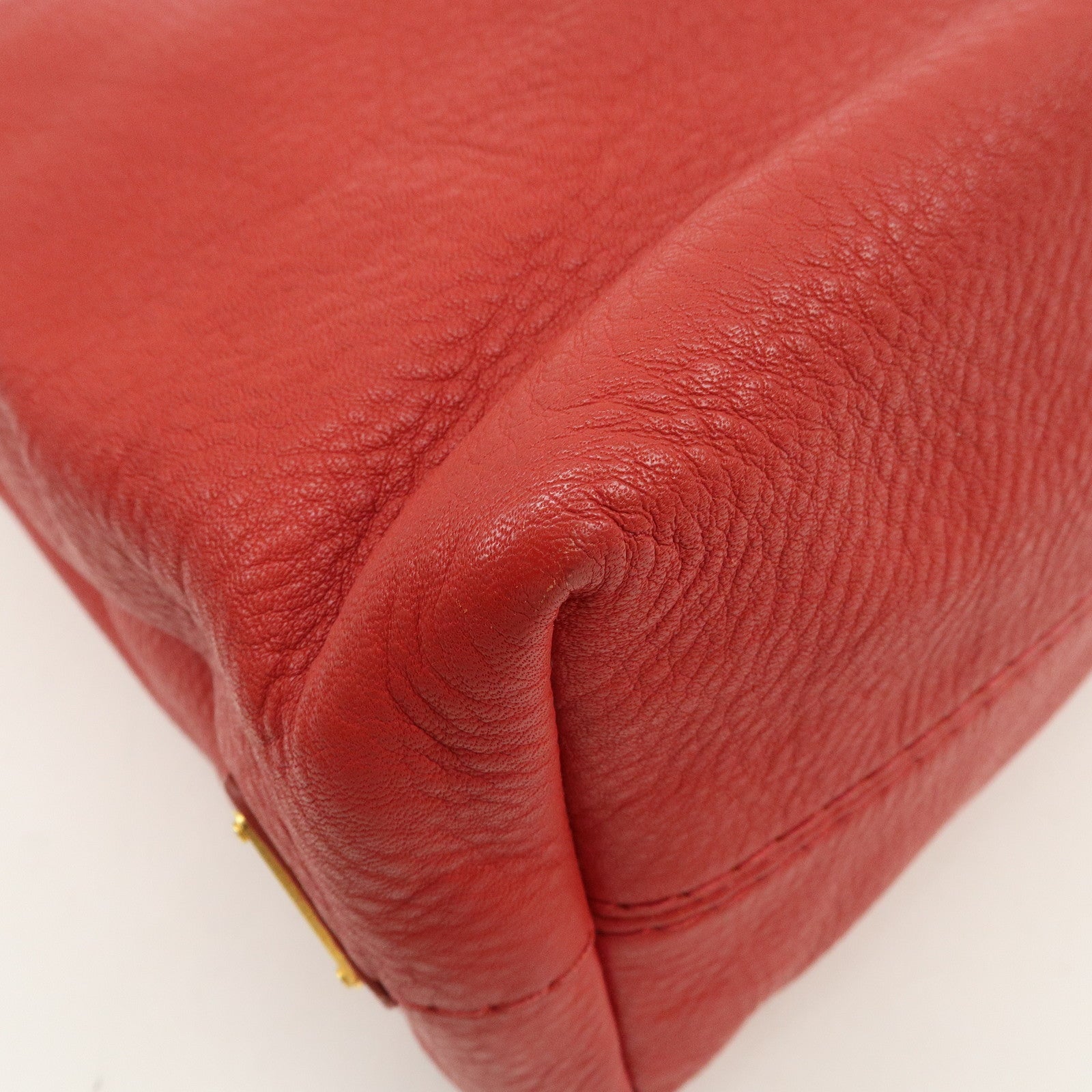 PRADA Vitello Daino Leather 2Way Tote Bag Shoulder Bag Red BR4617