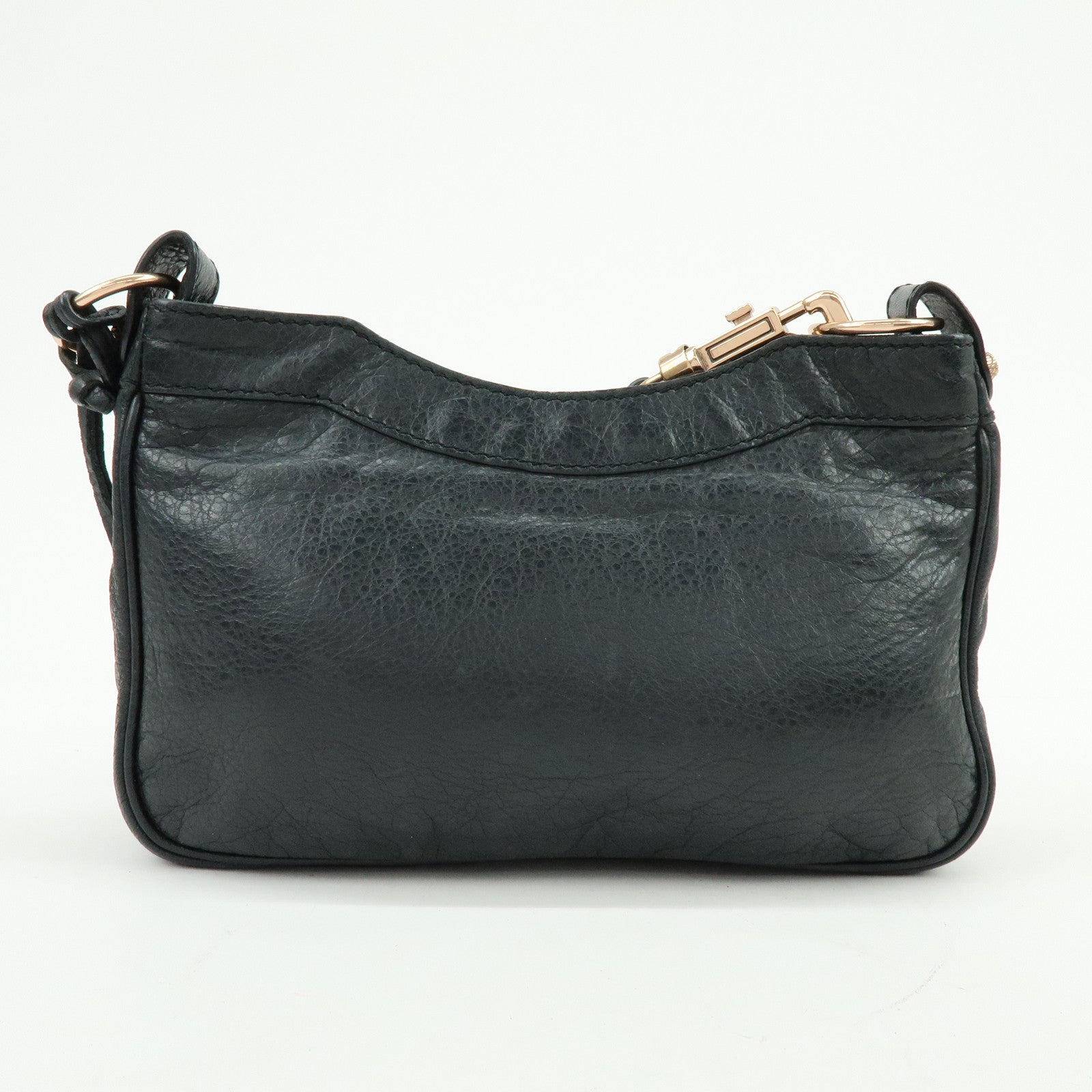 BALENCIAGA The Giant Hip Leather Shoulder Bag Black 237203