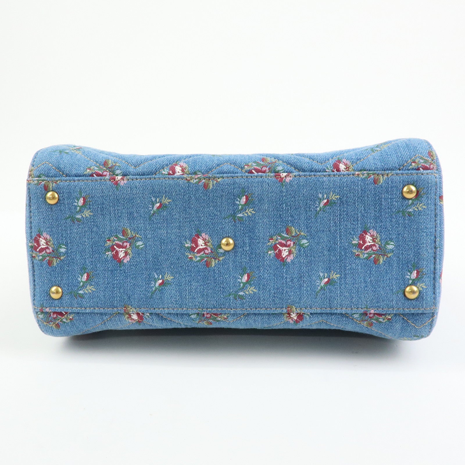 GUCCI GG Marmont Denim Leather 2Way Bag Flower Motif Navy 448054