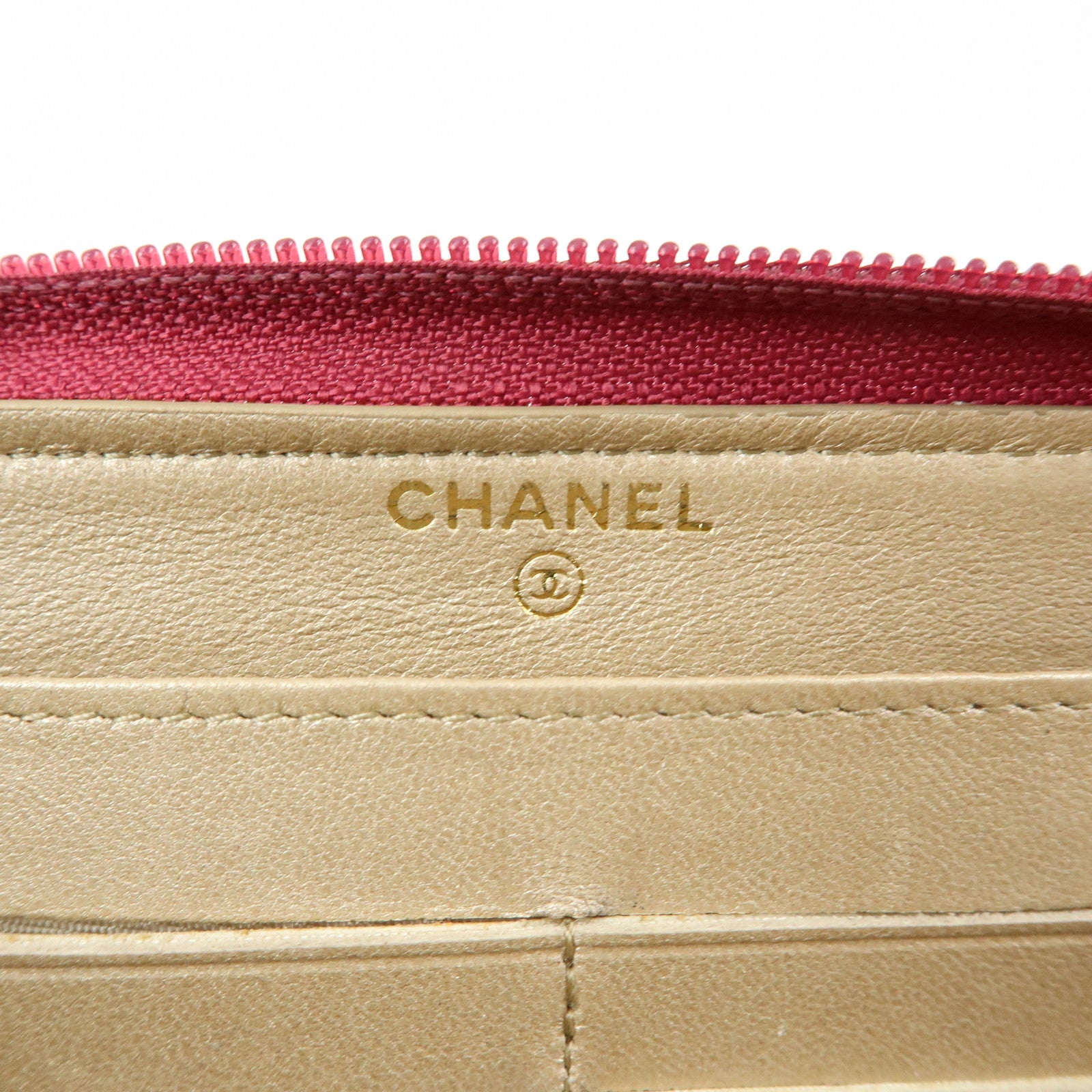 CHANEL Camellia Lamb Skin Round Zippy Wallet Pink A82281