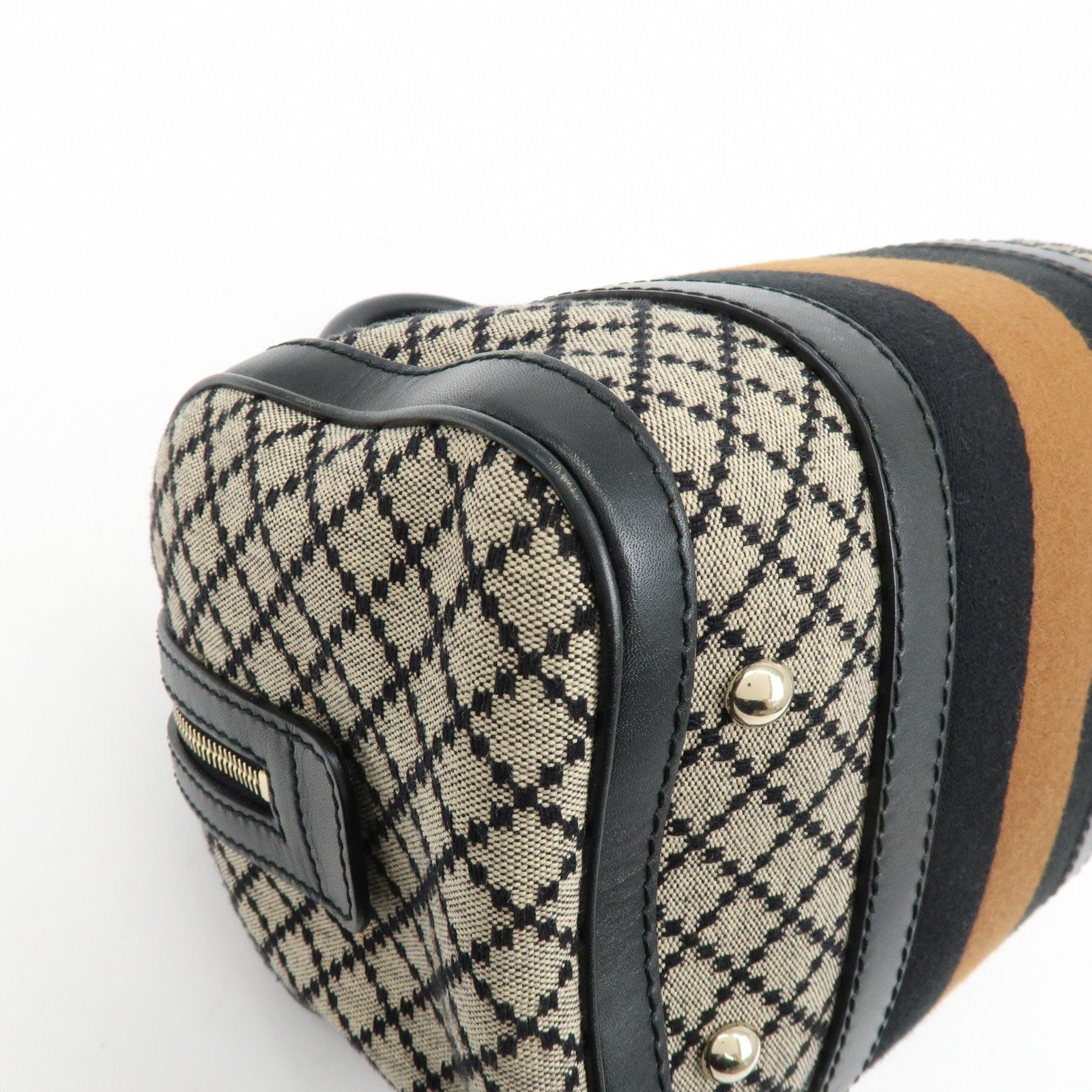 GUCCI Diamante Sherry Canvas Leather 2Way Boston Bag Beige 269876