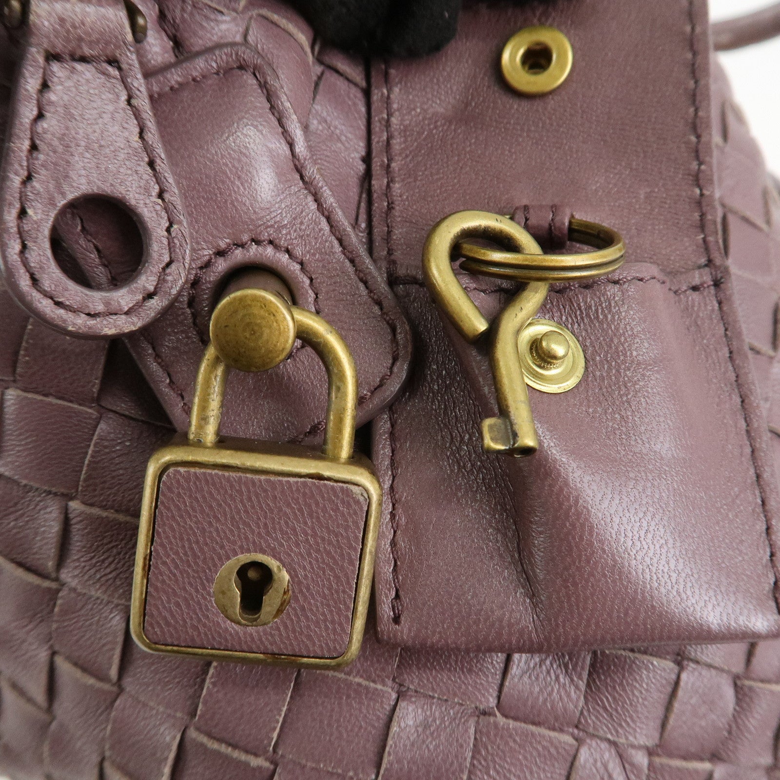 BOTTEGA VENETA Intrecciato Leather Boston Bag Purple 173398
