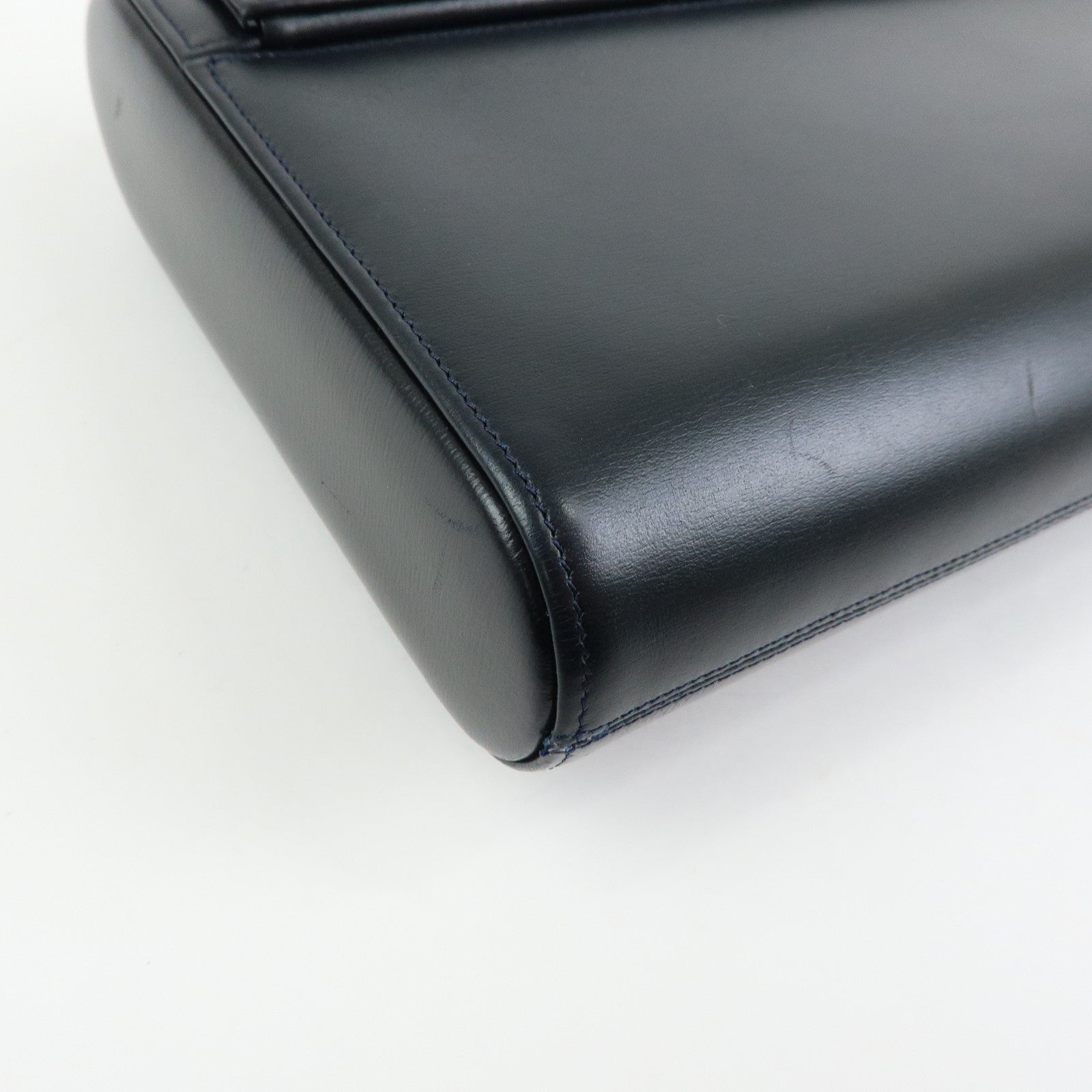 Cartier Sapphire Line Leather Clutch Bag Flat Pouch Dark Navy