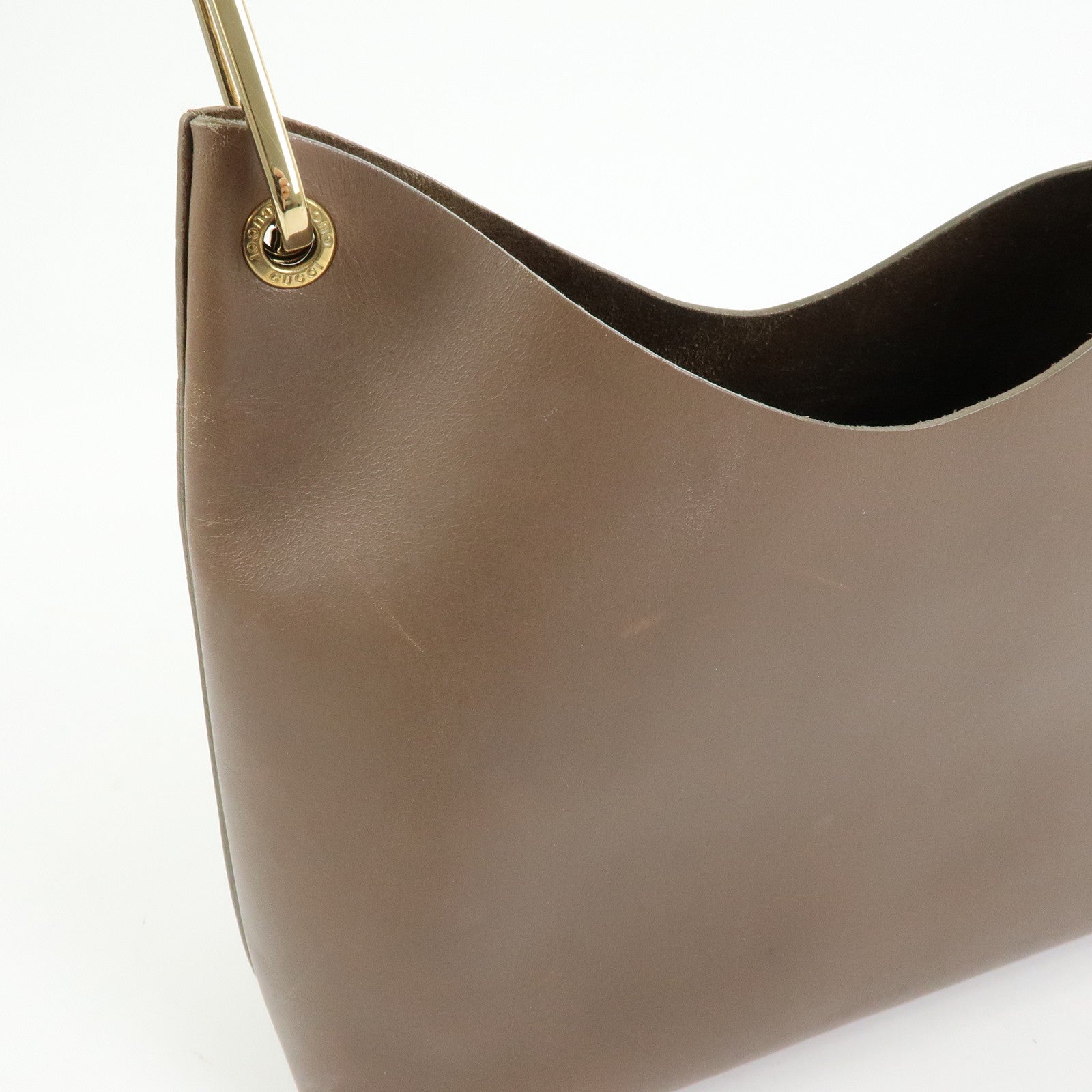 GUCCI Bamboo Leather Shoulder Bag Hand Bag Brown 001・2058・1883・0
