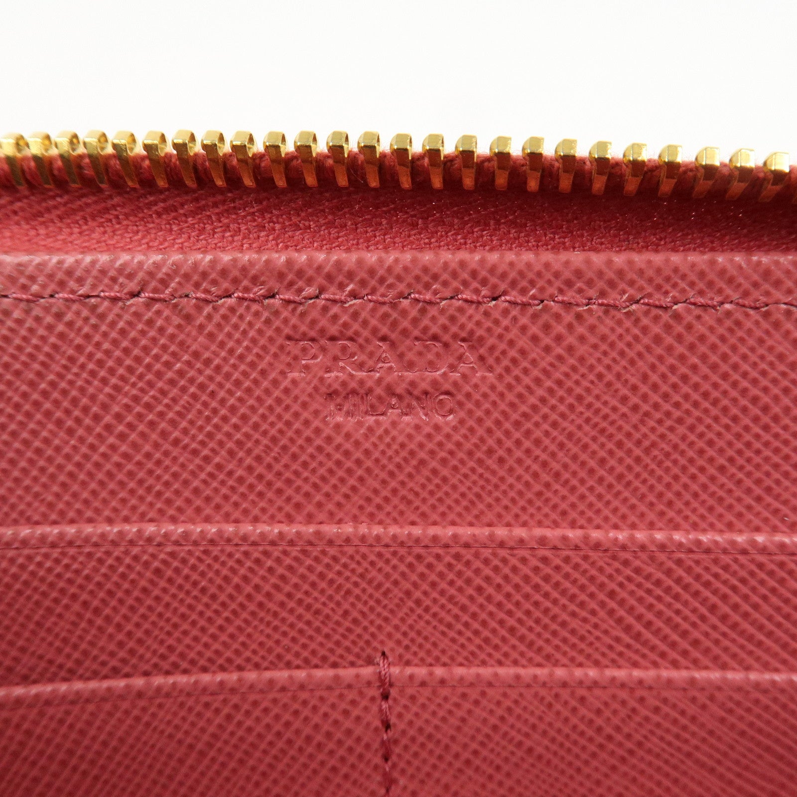 PRADA Logo Saffiano Leather Zippy Long Wallet Pink 1M0506