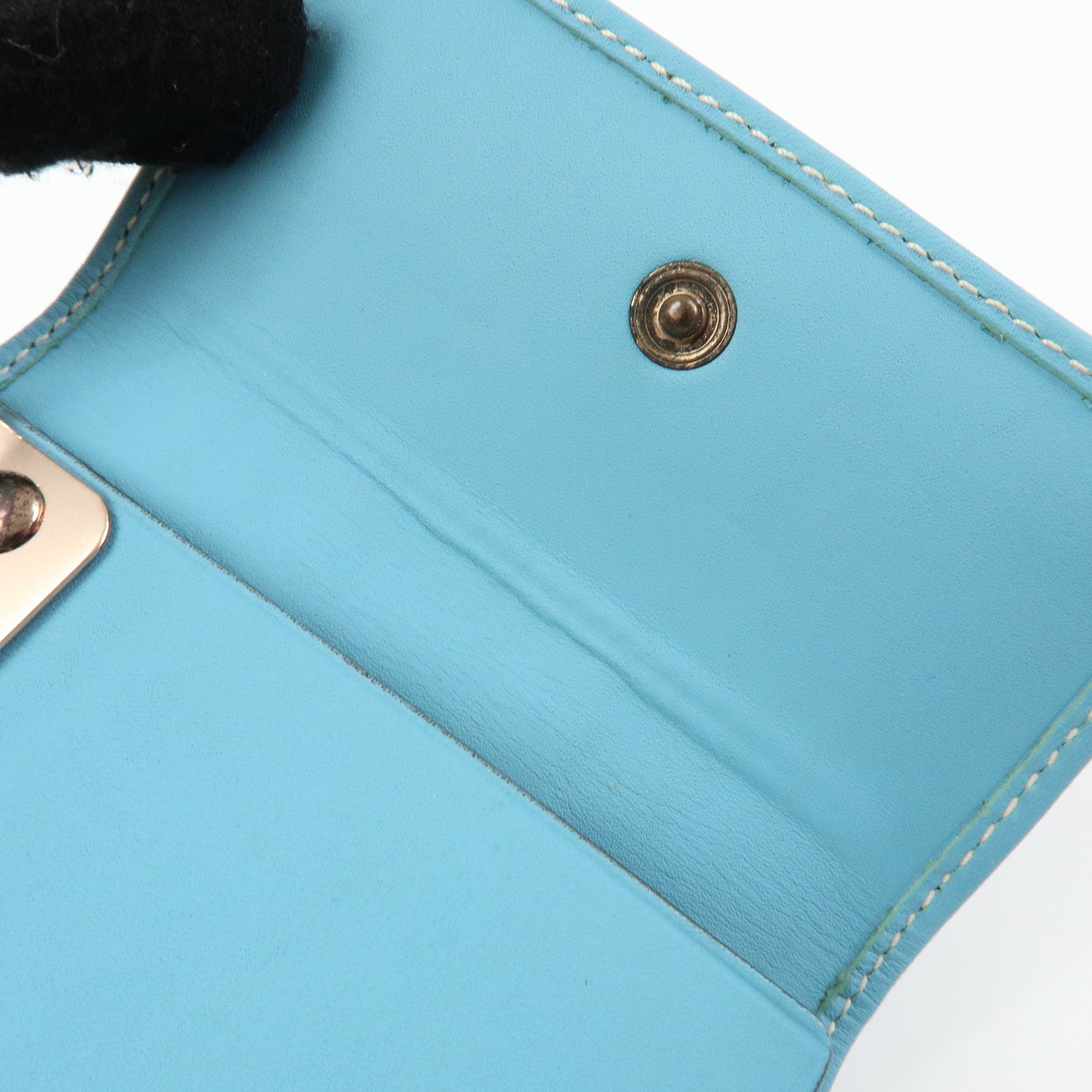 GUCCI GG Canvas Leather 6 Ring Key Case Light Blue Beige 120930