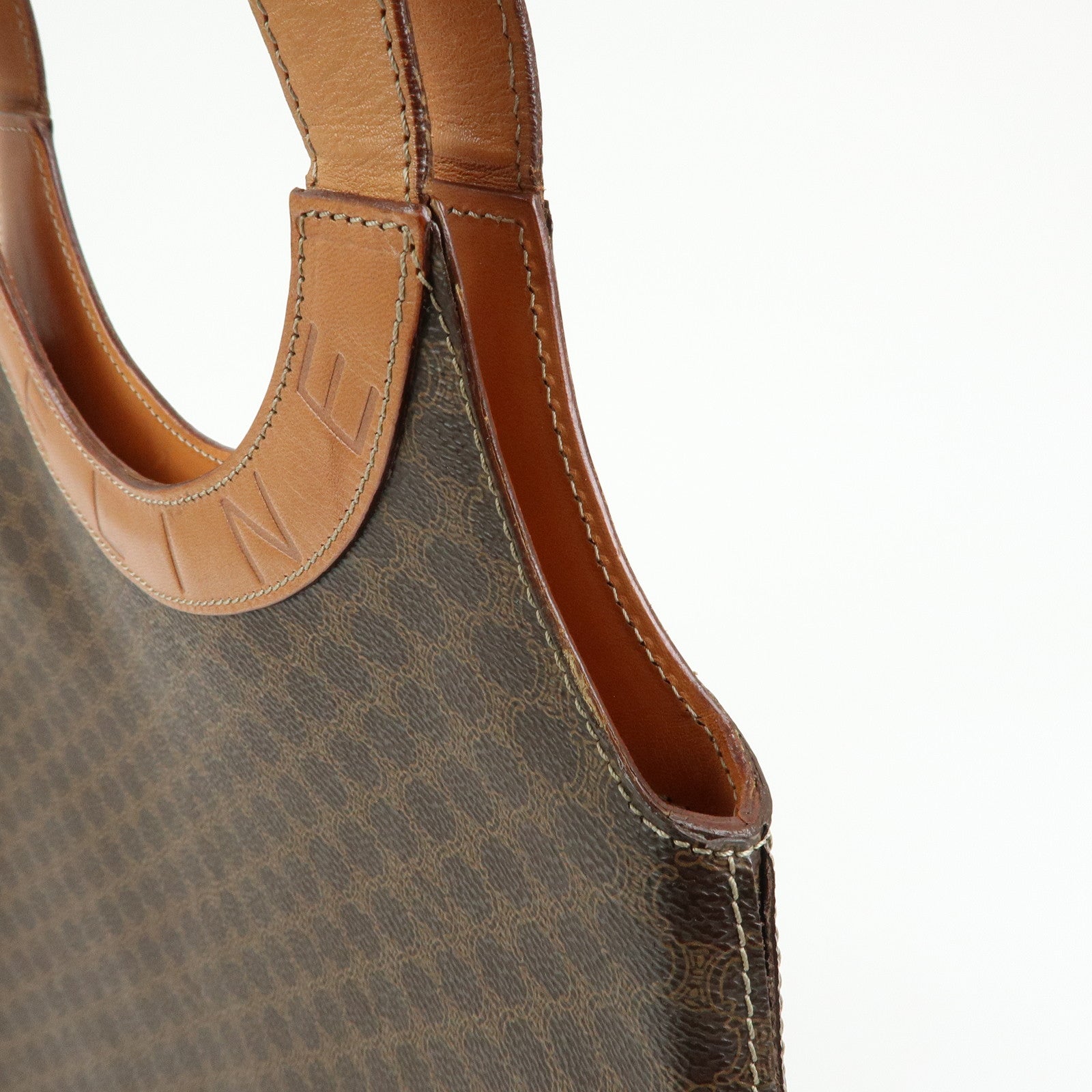 CELINE Macadam PVC Leather Tote Bag Shoulder Bag Brown