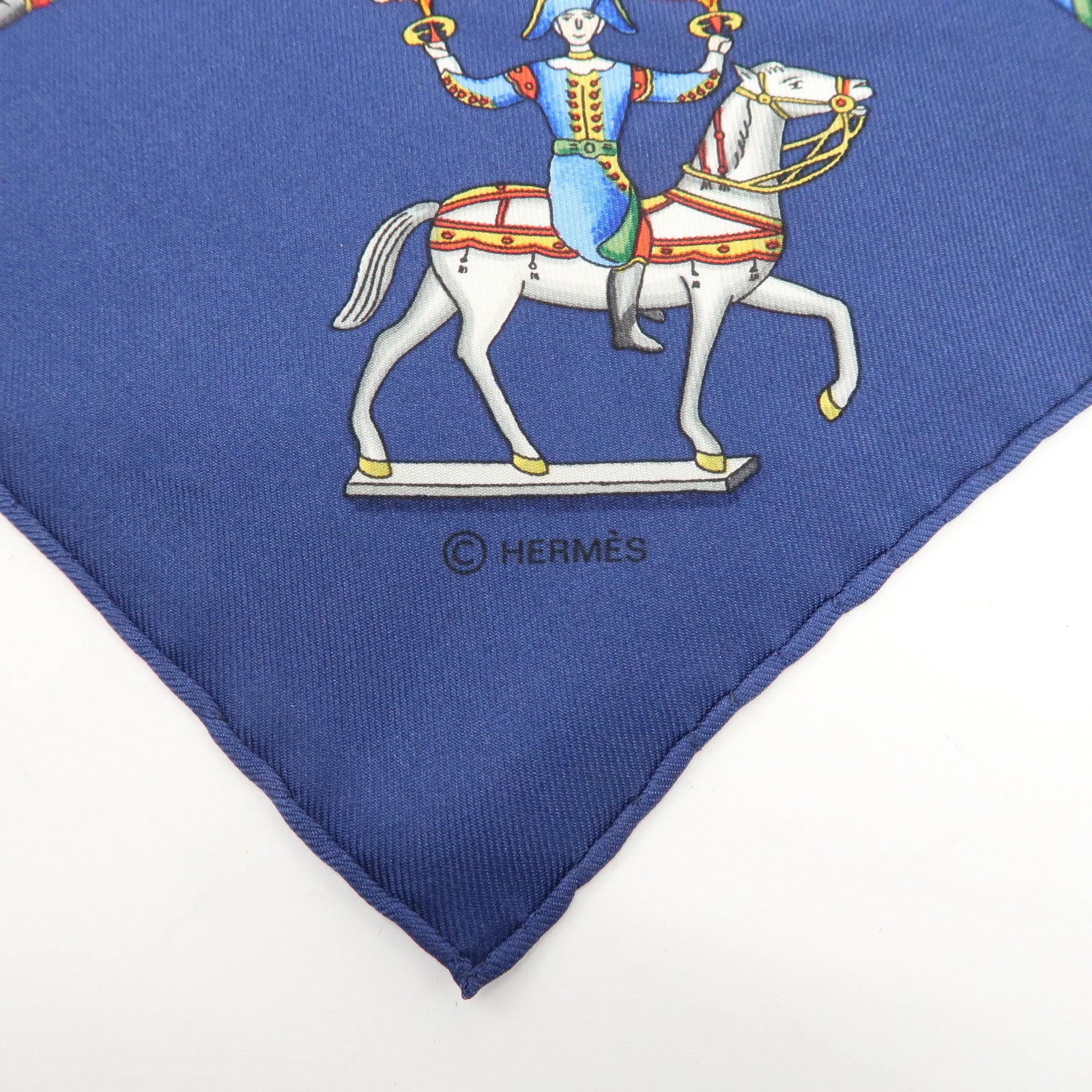 HERMES Carre 90 Silk 100% Scarf Les Artificiers Navy Purple