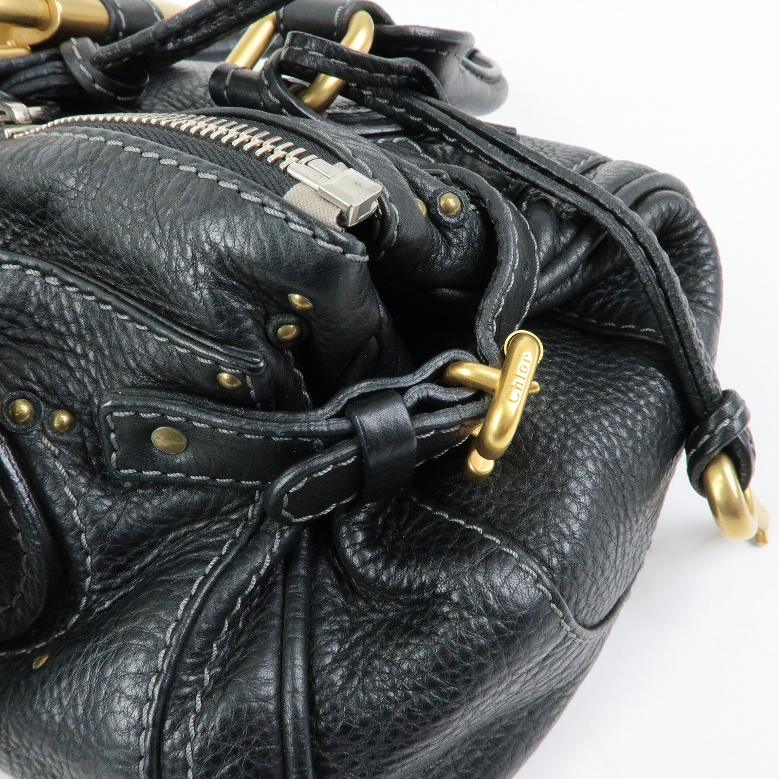 Chloe Paddington Leather Tote Bag Shoulder Bag Hand Bag Black