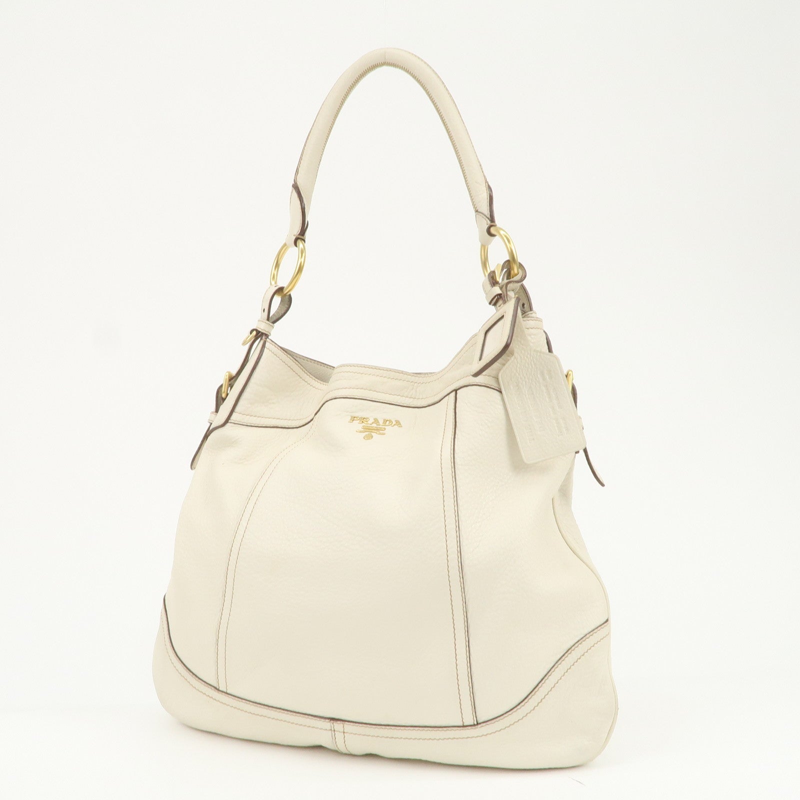 PRADA Logo Shoulder Bag Hand Bag Ivory