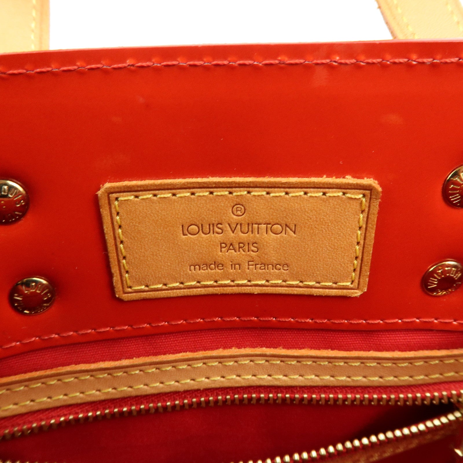 Louis Vuitton Monogram Vernis Lead PM Hand Bag Rouge M91088
