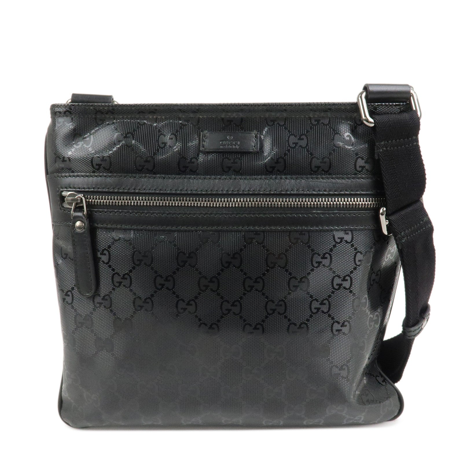 GUCCI GG Imprime Monogram PVC Shoulder Bag Cross Body Bag Black 295257