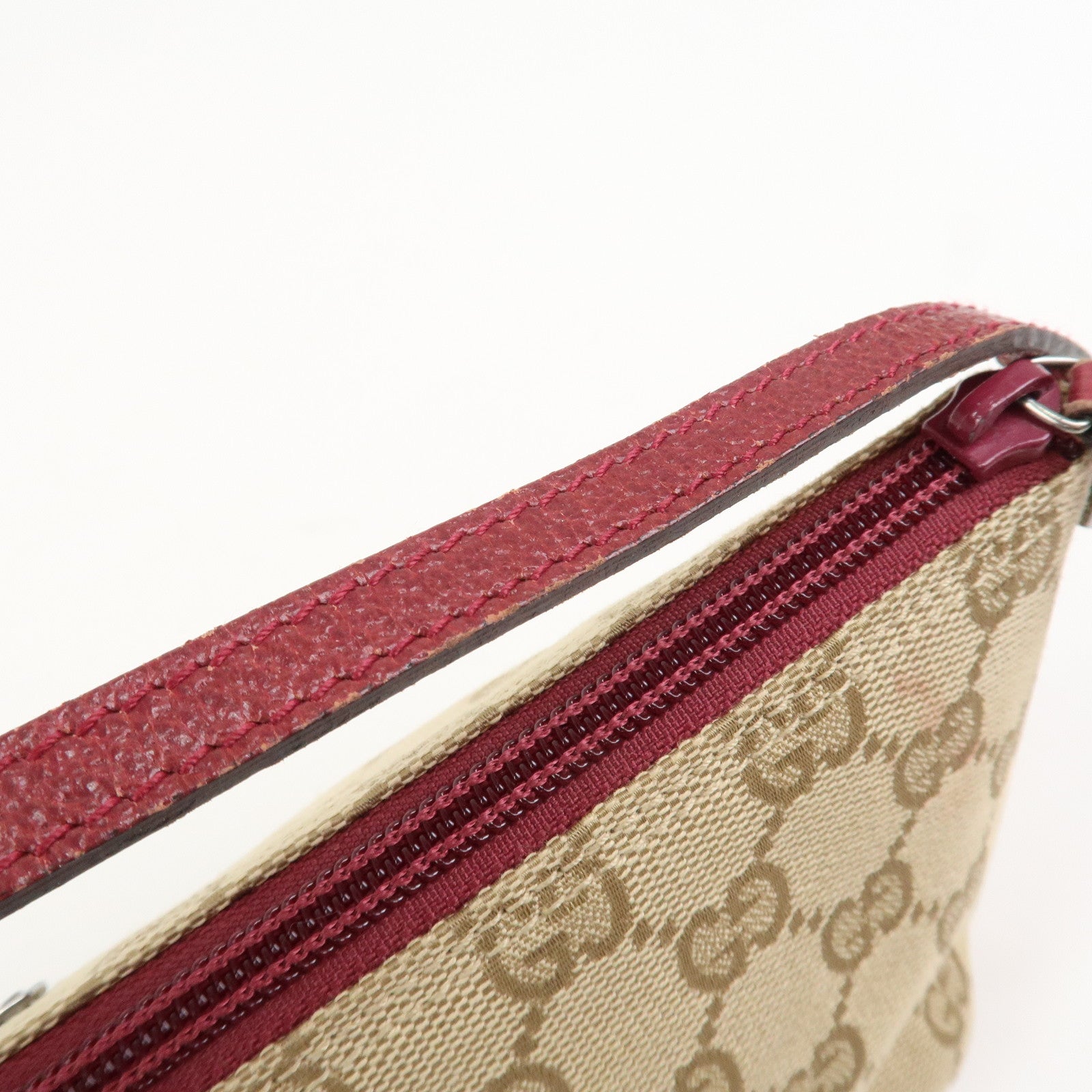 GUCCI Boat Bag GG Canvas Leather Shoulder Bag Beige Pink 07198