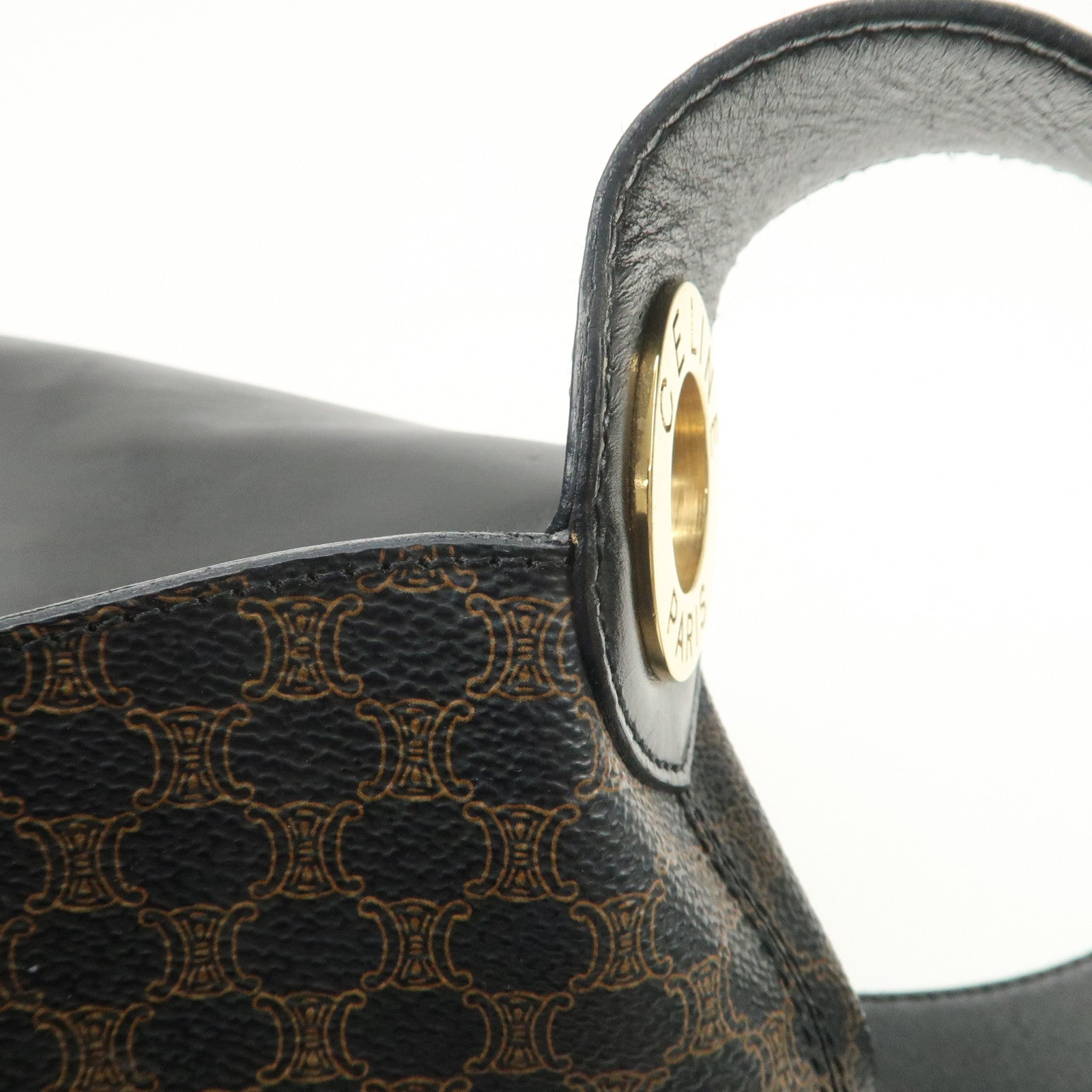 CELINE Macadam PVC Leather Shoulder Bag Hand Bag Black Brown