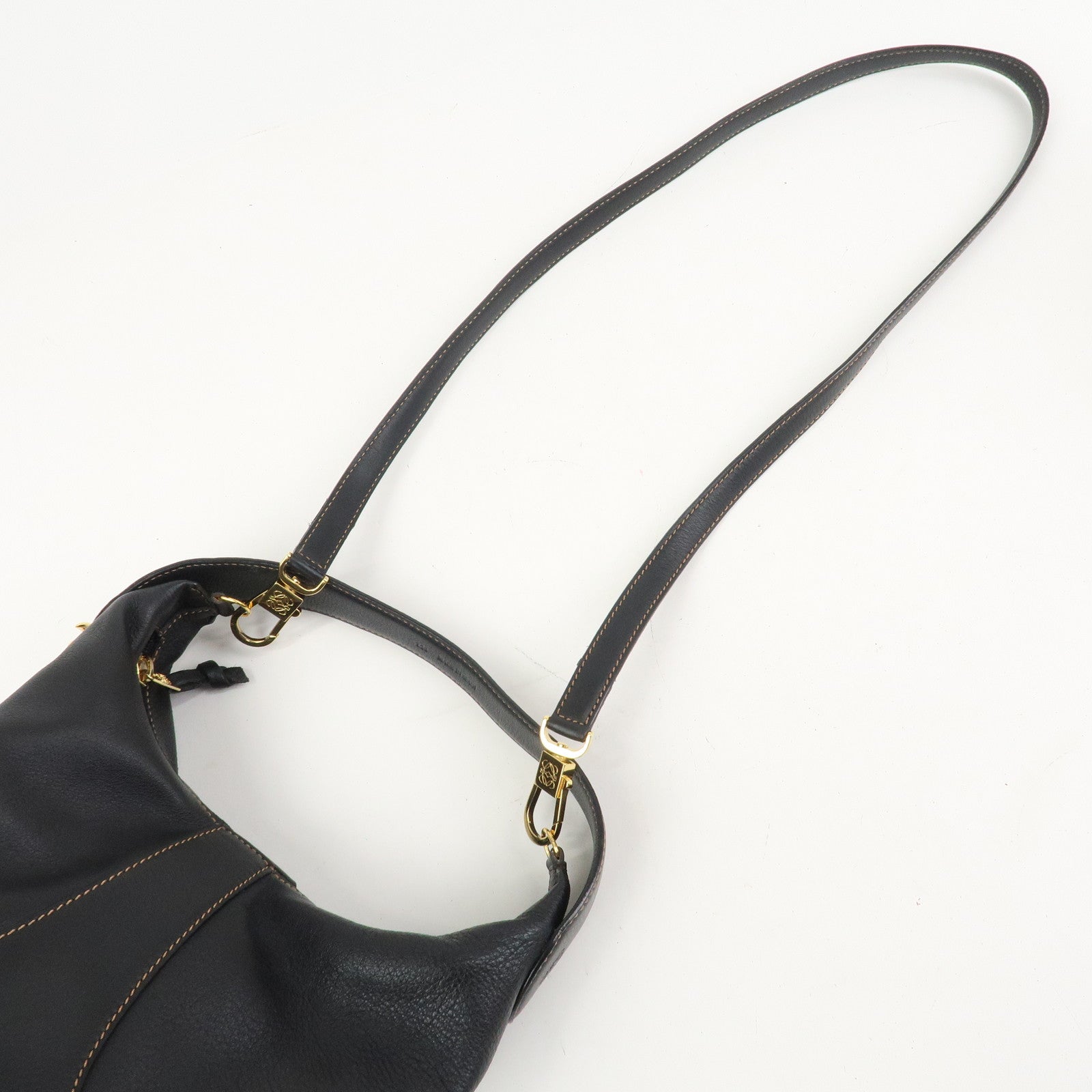 LOEWE Anagram Leather 2WAY Bag Shoulder Bag Hand Bag Black