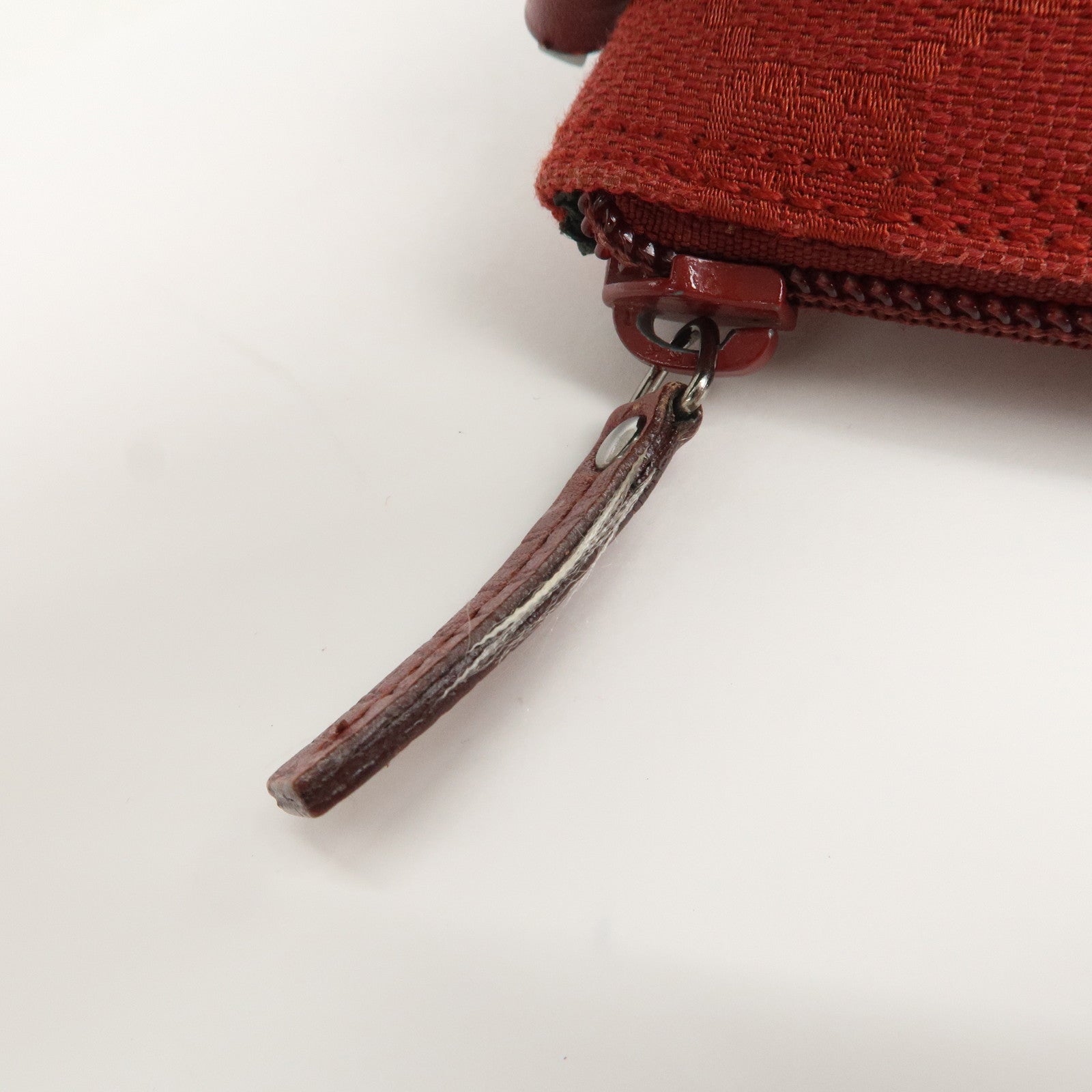 GUCCI Boat Bag GG Canvas Leather Accessory Poach Hand Bag Red 07198