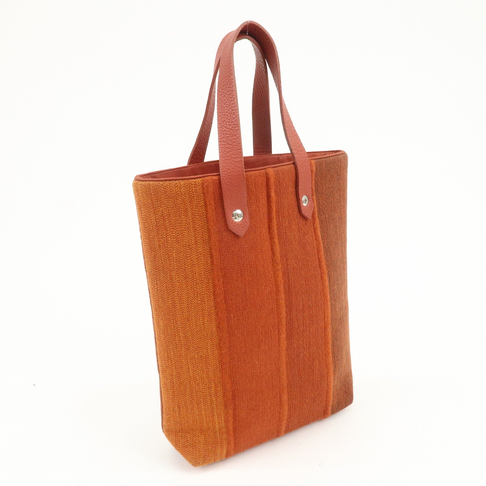 HERMES Amedaba PM Wool Canvas Leather Mini Tote Hand Bag Orange