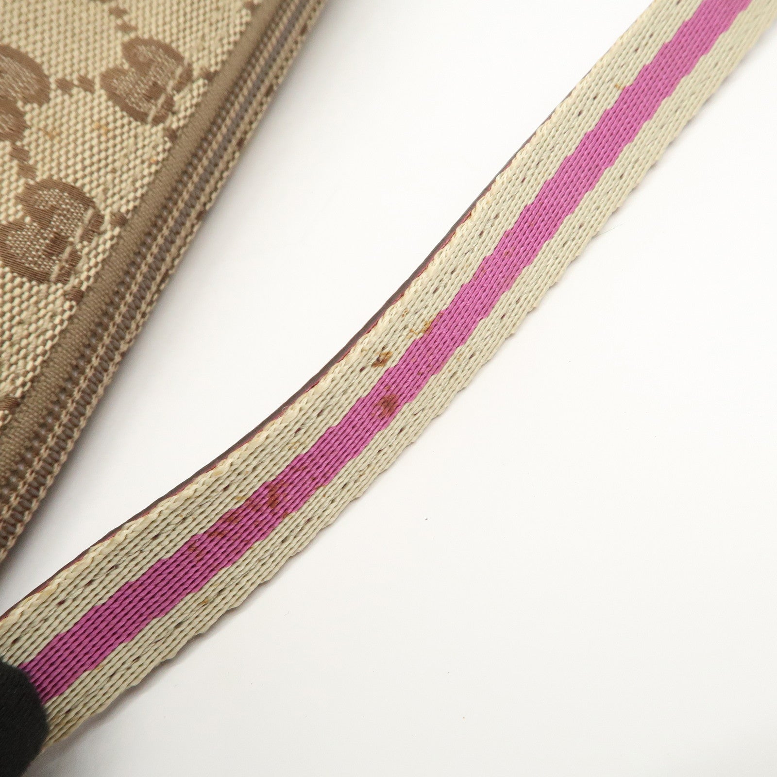 GUCCI Boat Bag Sherry GG Canvas Leather Hand Bag Pouch Brown 141809