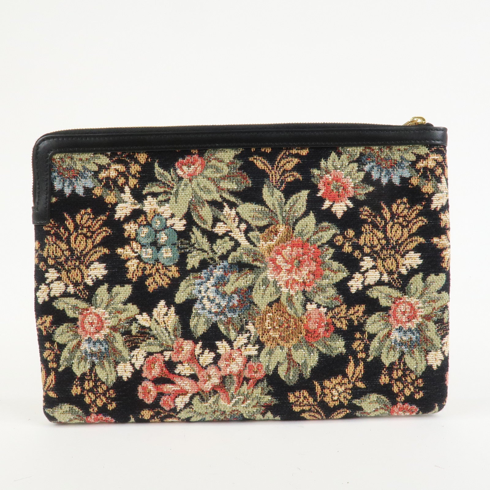 CELINE Jacquard Leather Clutch Bag Second Bag Black Multicolor