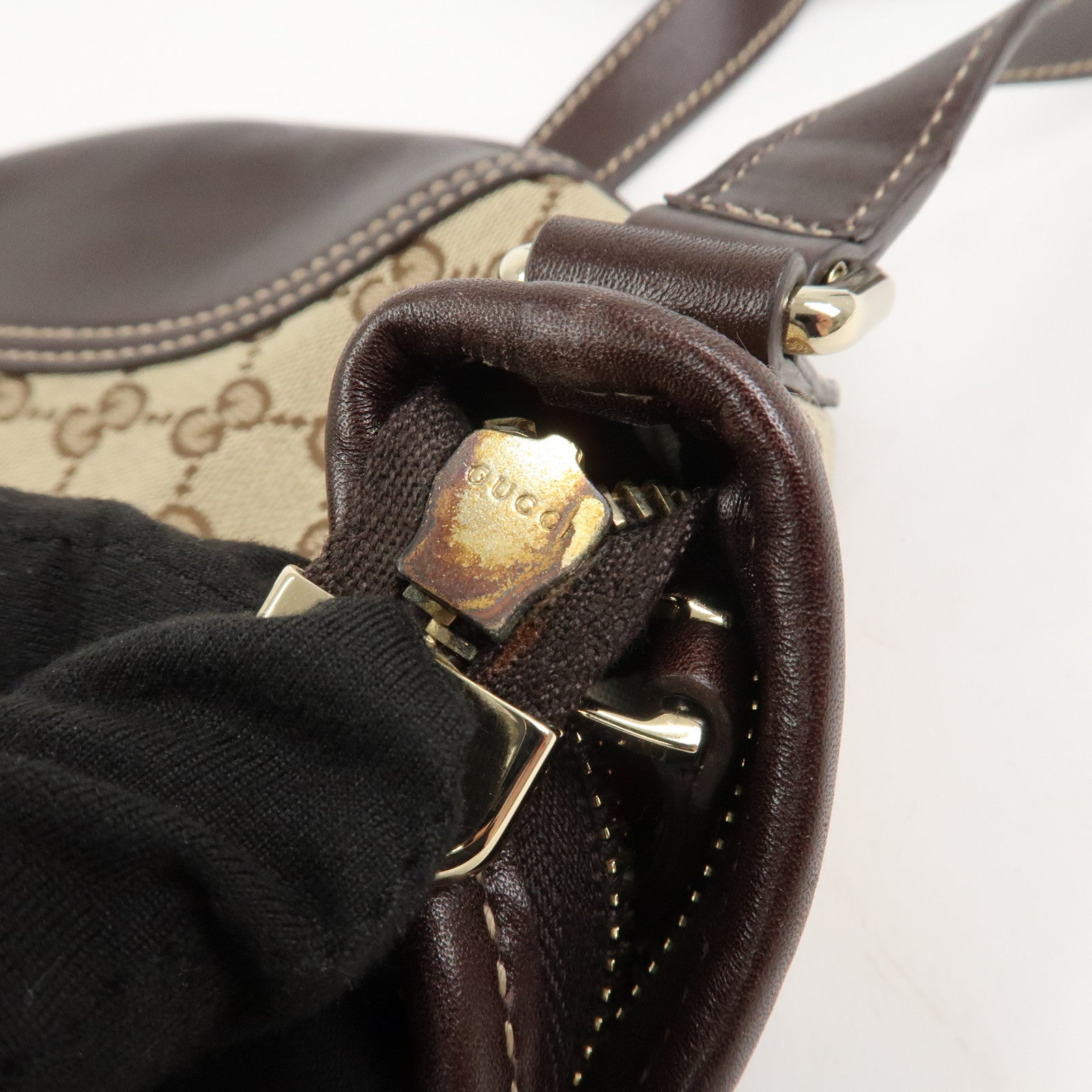 GUCCI New Britt Interlocking G Canvas Leather Shoulder Bag 169998