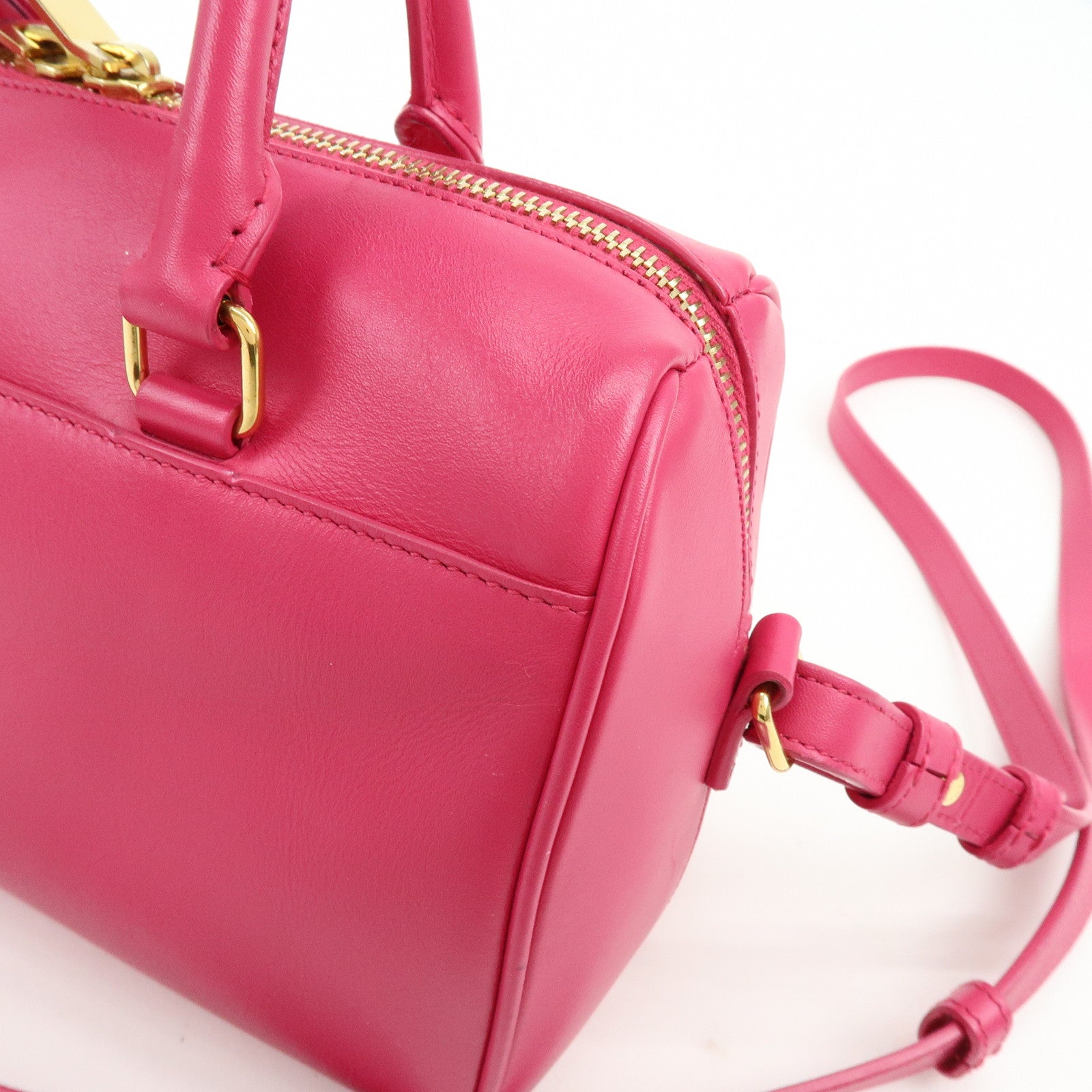 SAINT LAURENT PARIS BABY DUFFLE Leather 2WAY Bag Pink 330958
