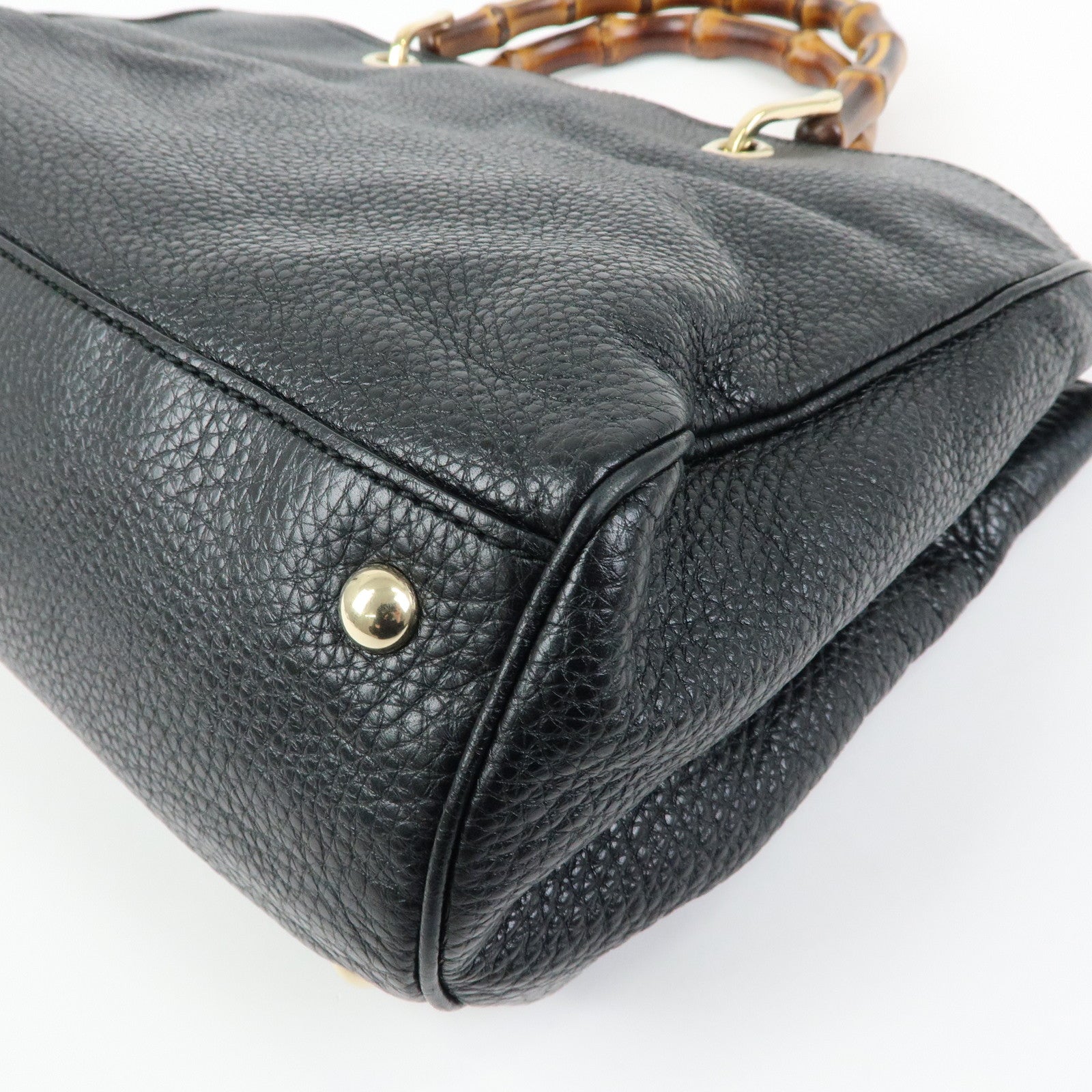 GUCCI Bamboo Leather Shopper Medium 2Way Bag Shoulder Bag 323660