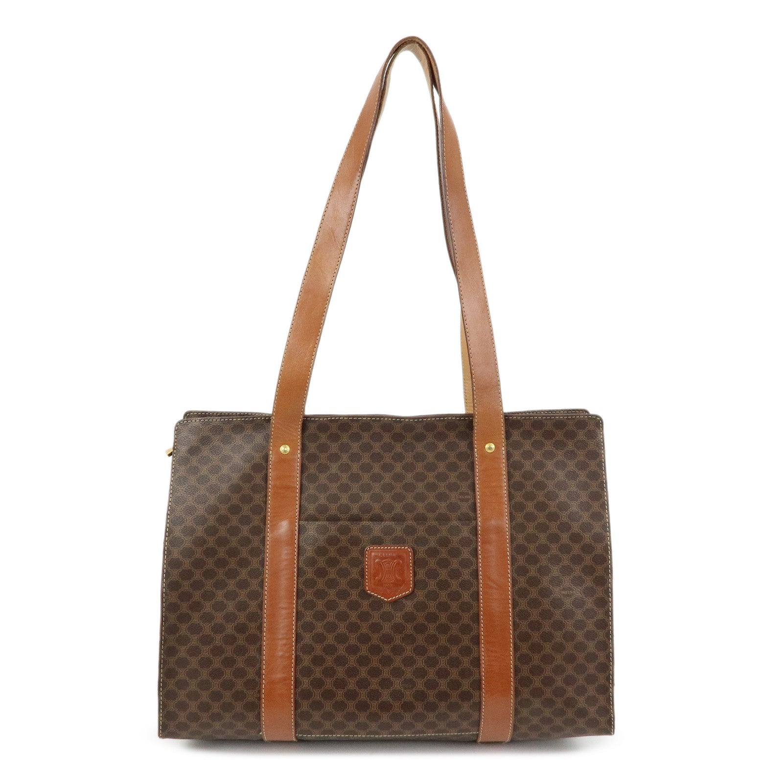 CELINE Macadam PVC Leather Tote Bag Shoulder Bag Brown