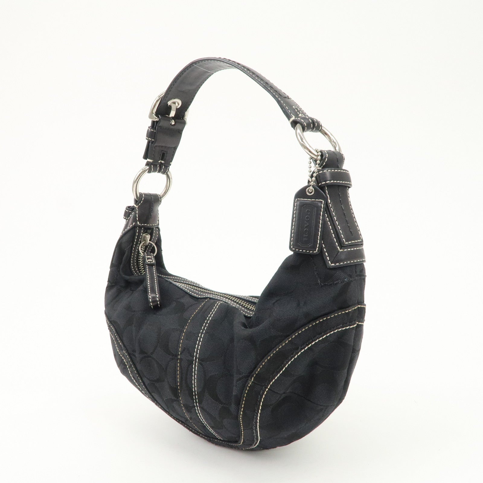 COACH Set of 2 Leather Canvas Shoulder Bag Black Lavender Beige Used