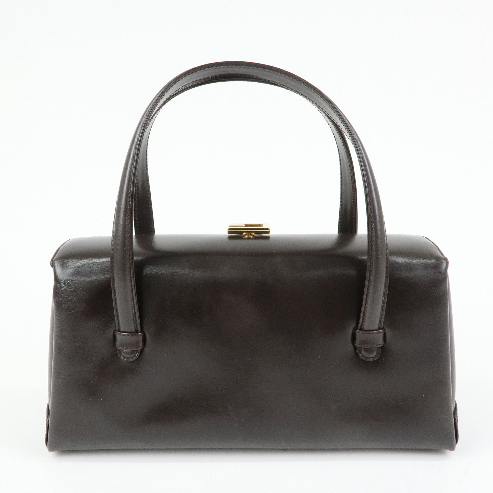 GUCCI Leather Hand Bag Dark Brown 000・1448・0539