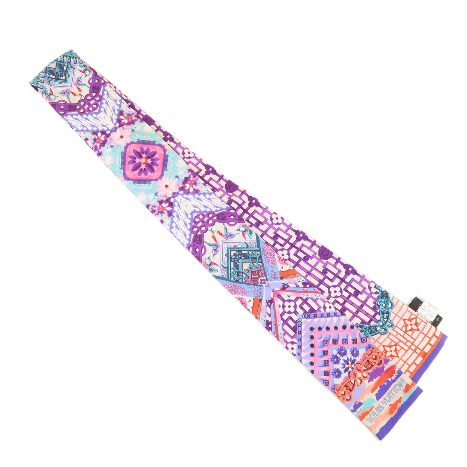 Louis Vuitton 100% Silk Bandeau Multicolor Purple Scarf Used
