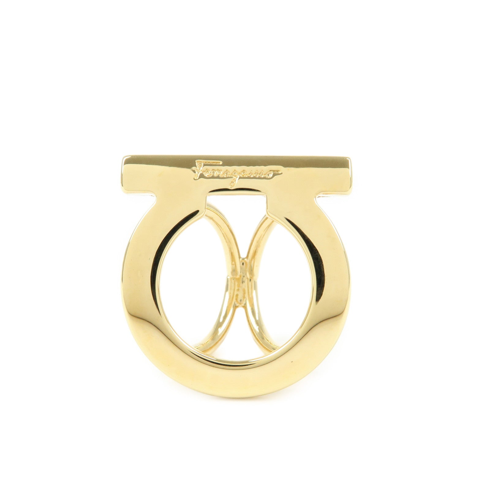 Ferragamo Gancini Metal Scarf Ring Scarf Accessory Gold