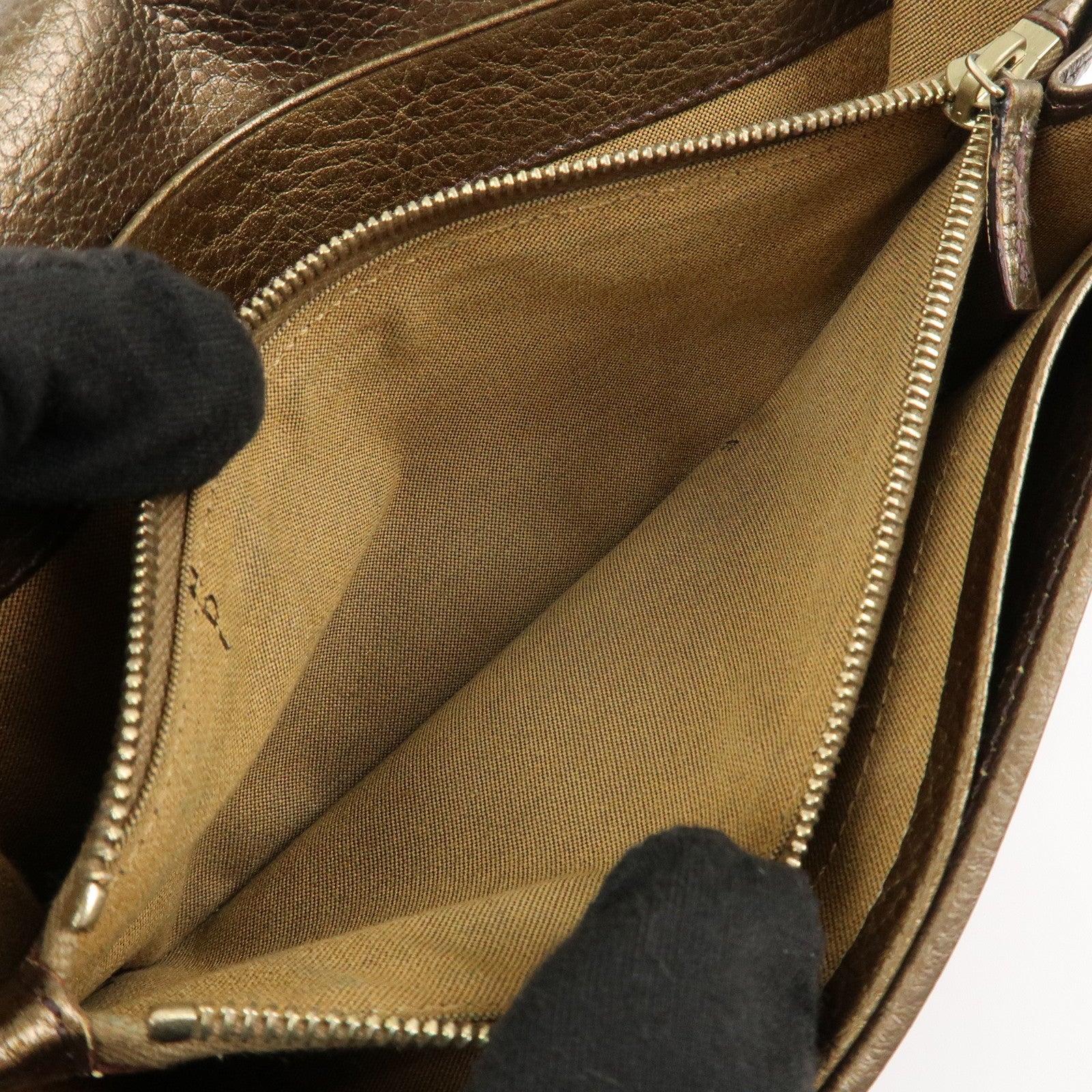 FENDI Zucca Canvas Leather Bi-fold Long Wallet Brown Gold 8M0000