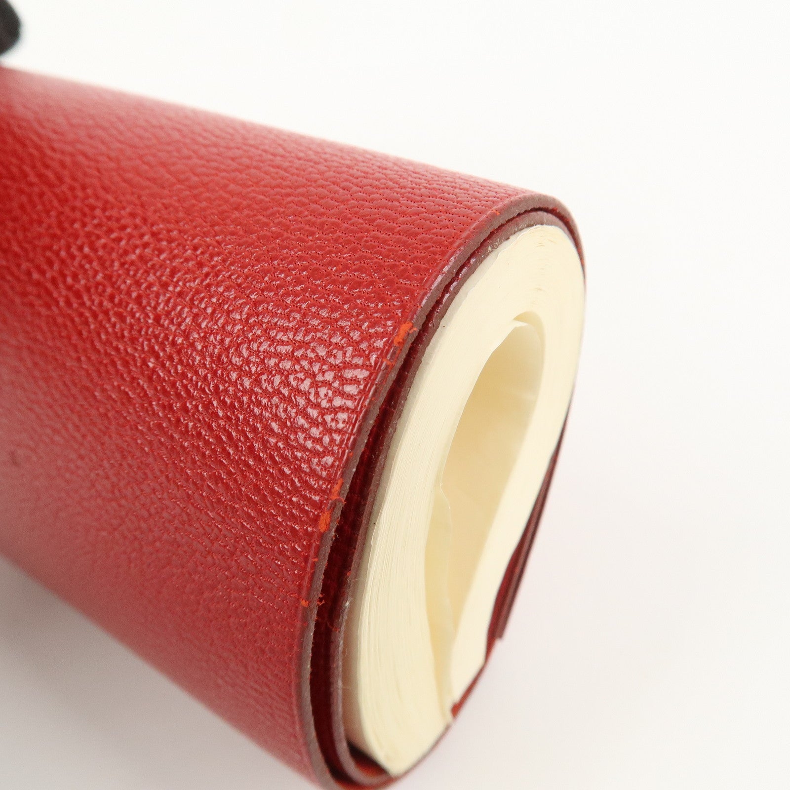 HERMES Cahier Rouleaul Leather Notebook Cover Red