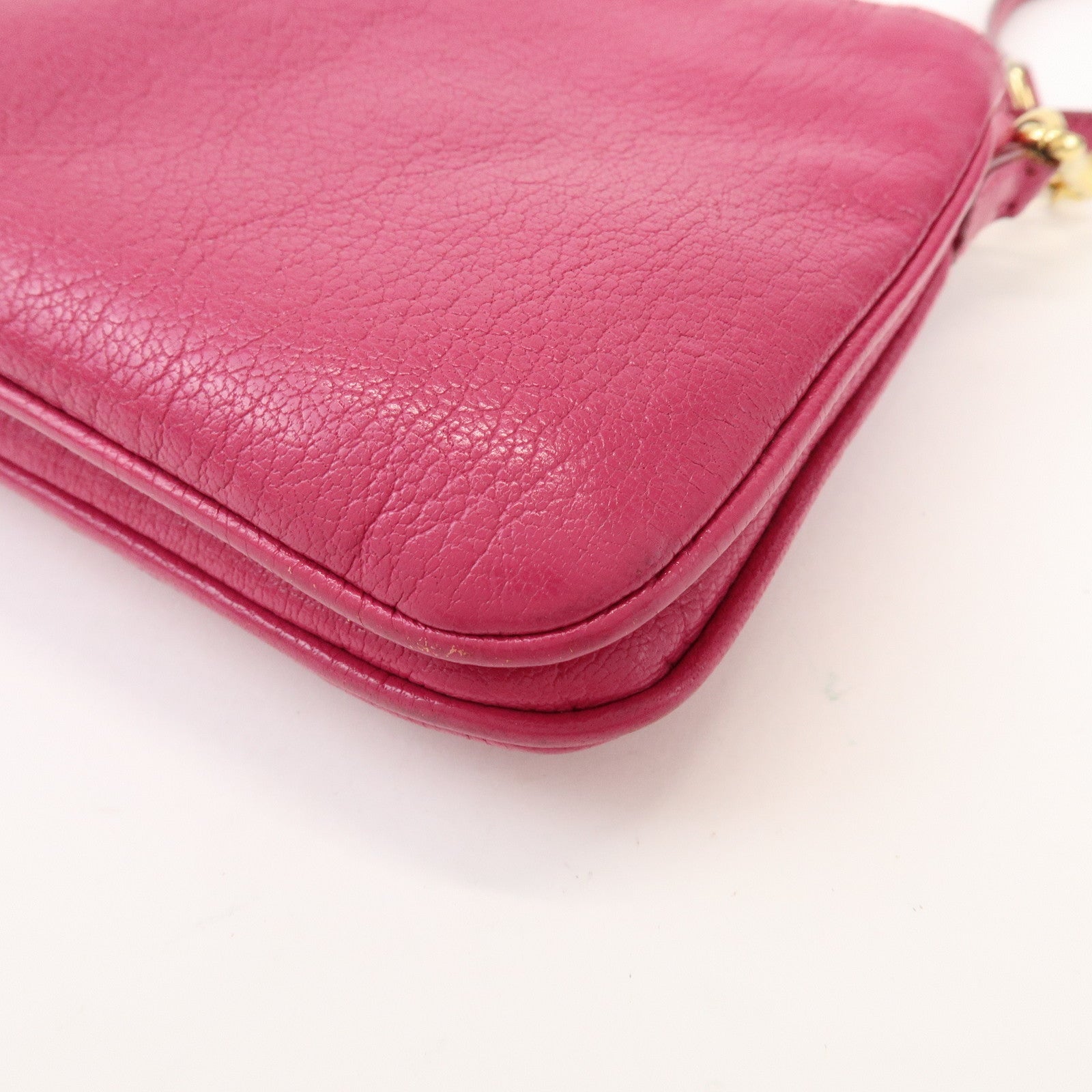 MIU MIU Logo Madras Leather Shoulder Bag Crossbody Bag Pink