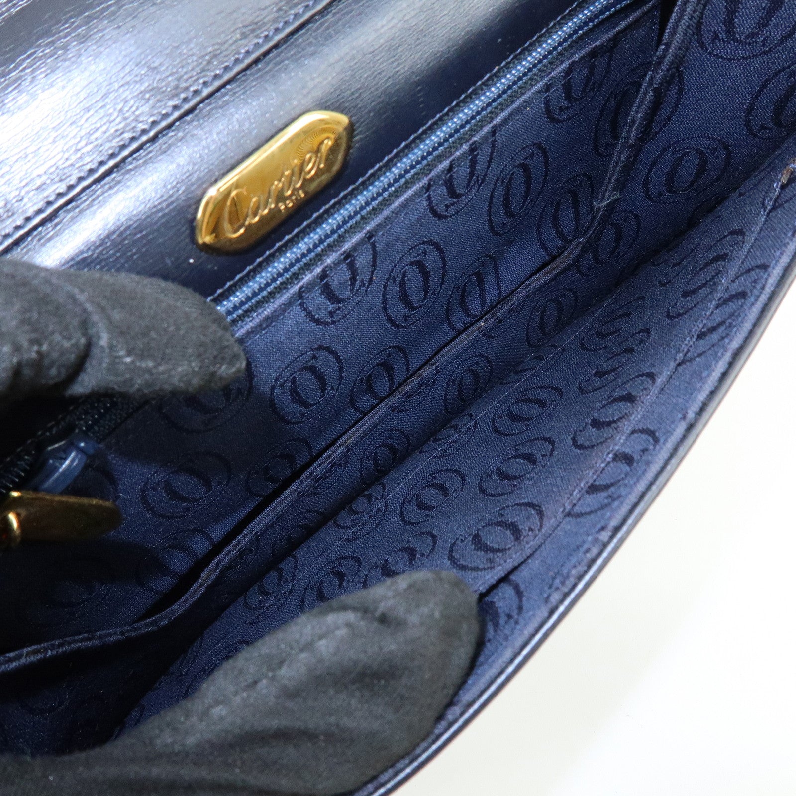 Cartier Leather Shoulder Bag Crossbody Bag Black