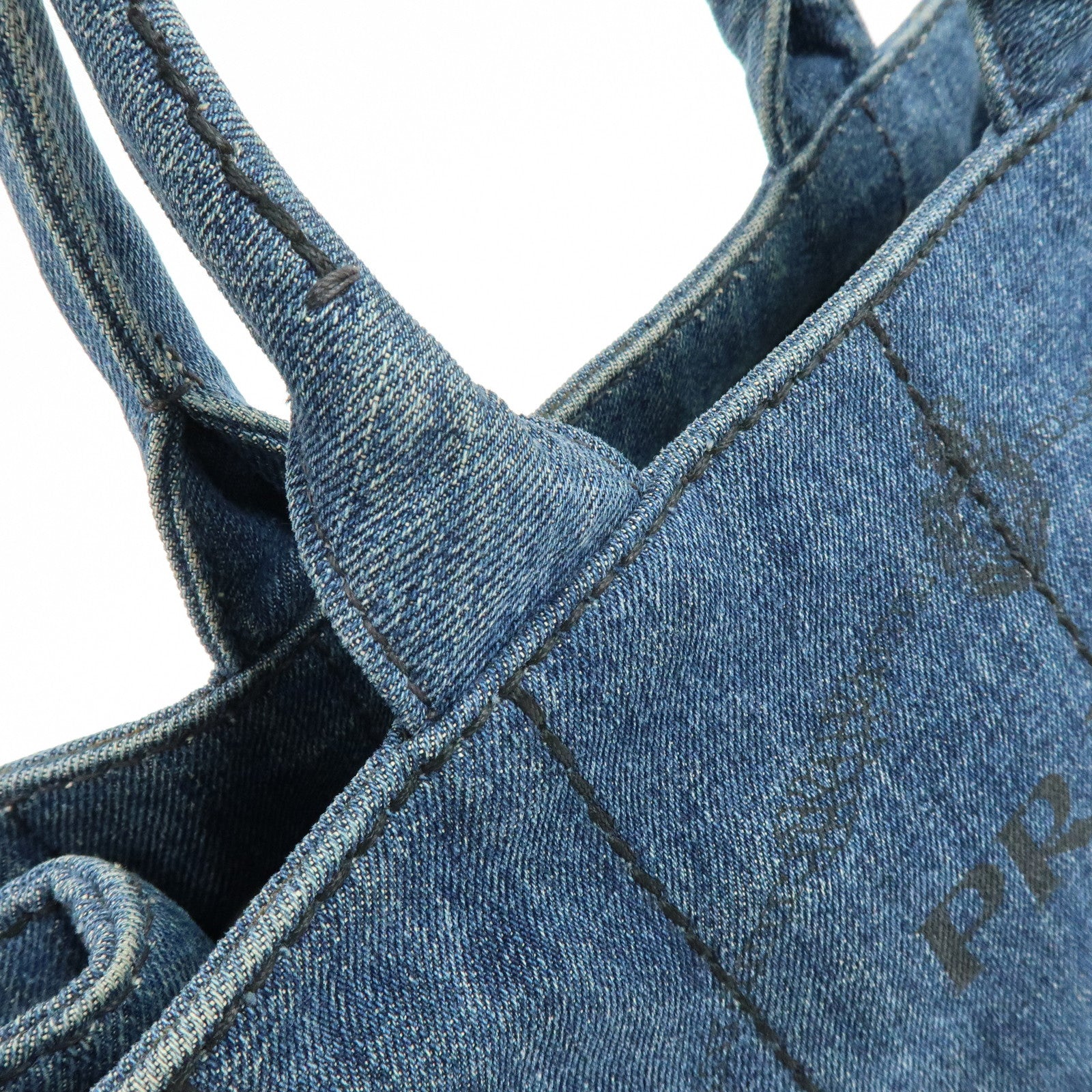 PRADA Triangle Logo Canapa Mini Canvas Denim 2Way Hand Bag 1BG439