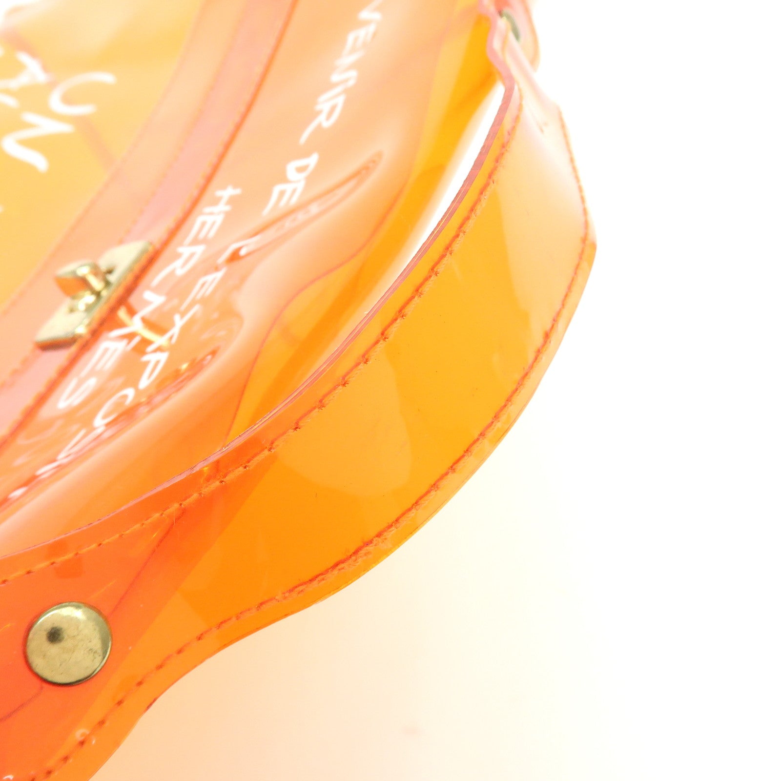 HERMES Kelly Vinyl Hand Bag SOUVENIR DE L'EXPOSITION Orange