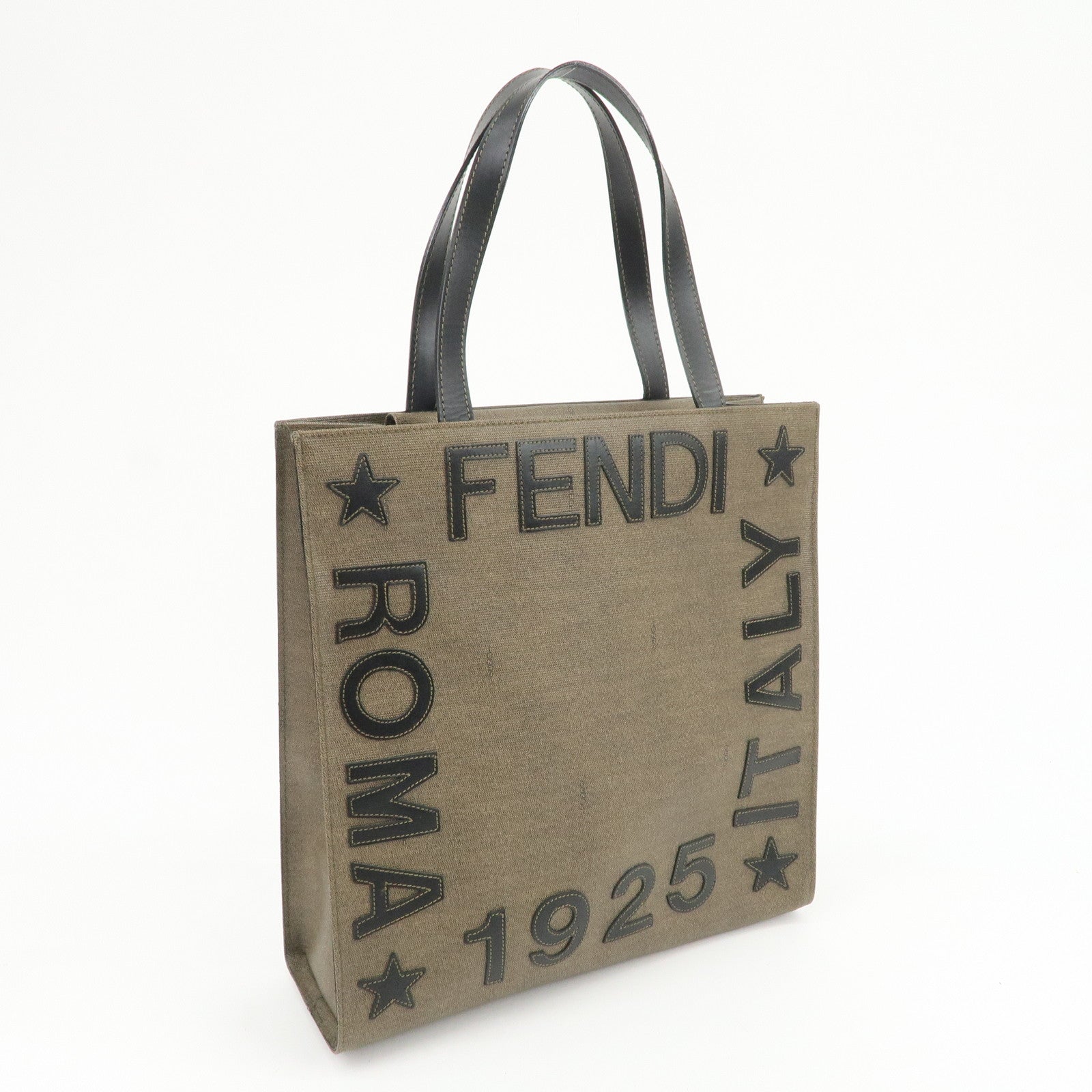 FENDI 1925 ROMA ITALY PVC Leather Tote Bag Brown Black 45426000