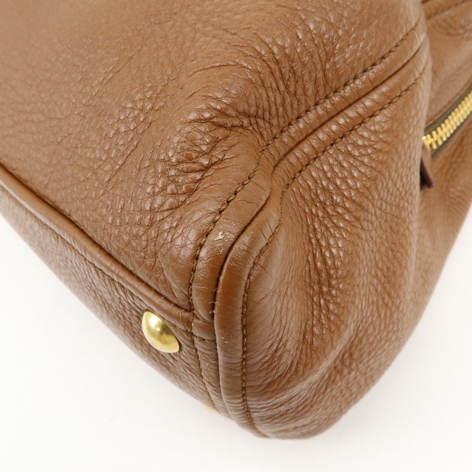 MIU MIU Madras Leather Tote Bag Shoulder Bag Brown