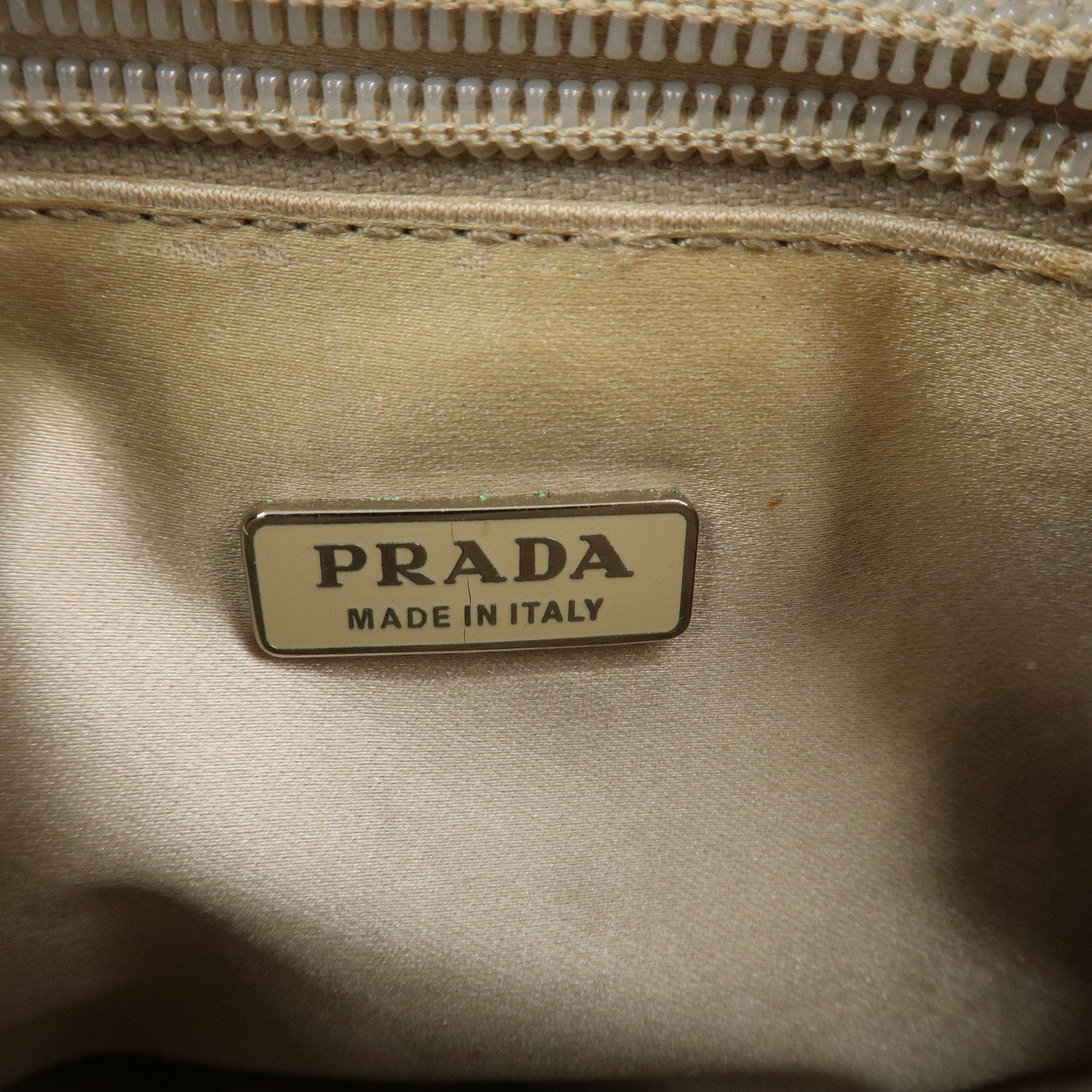 PRADA Logo Leather Shoulder Bag Hand Bag Ivory