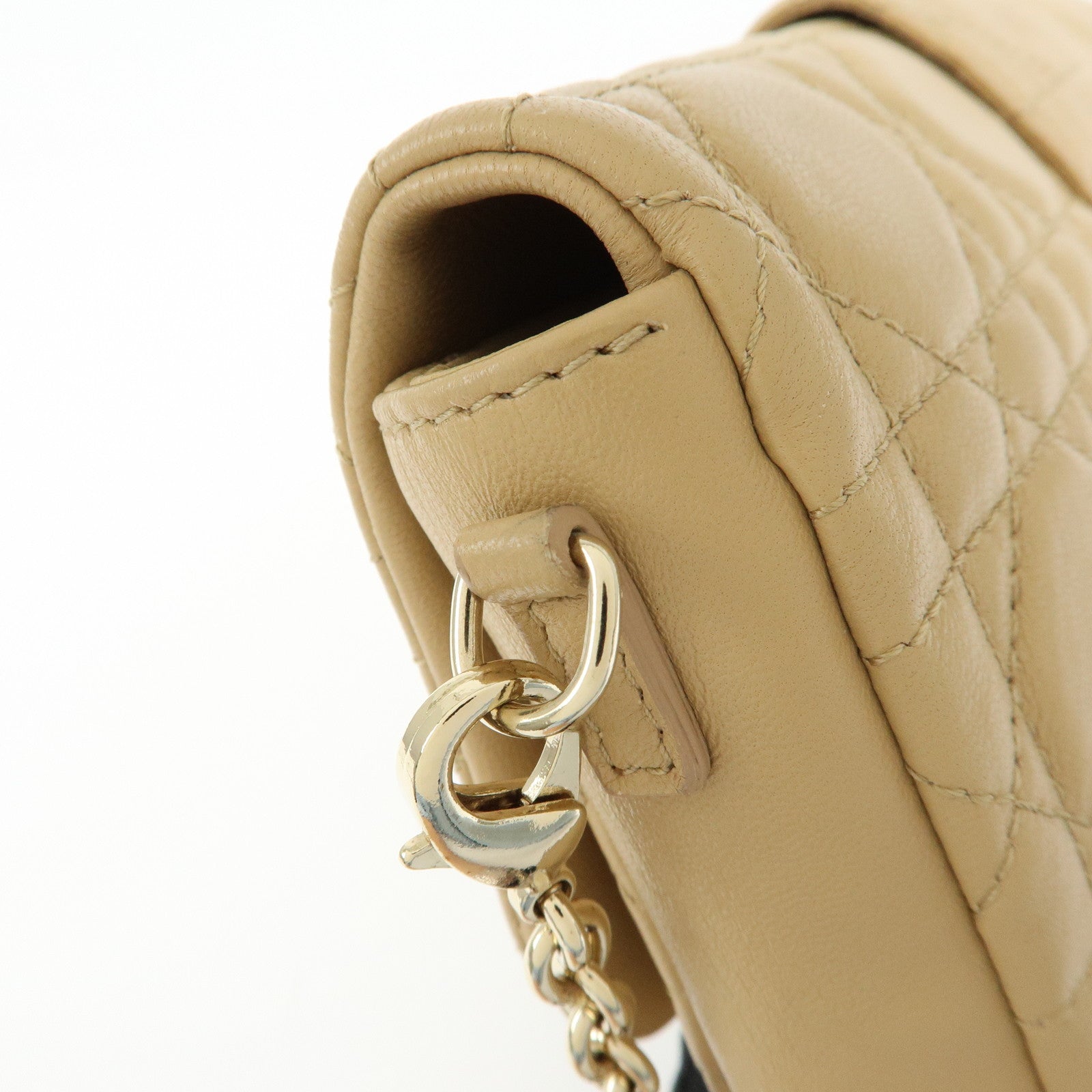 Christian Dior Canage New Lock Lamb Skin Chain Shoulder Bag Beige