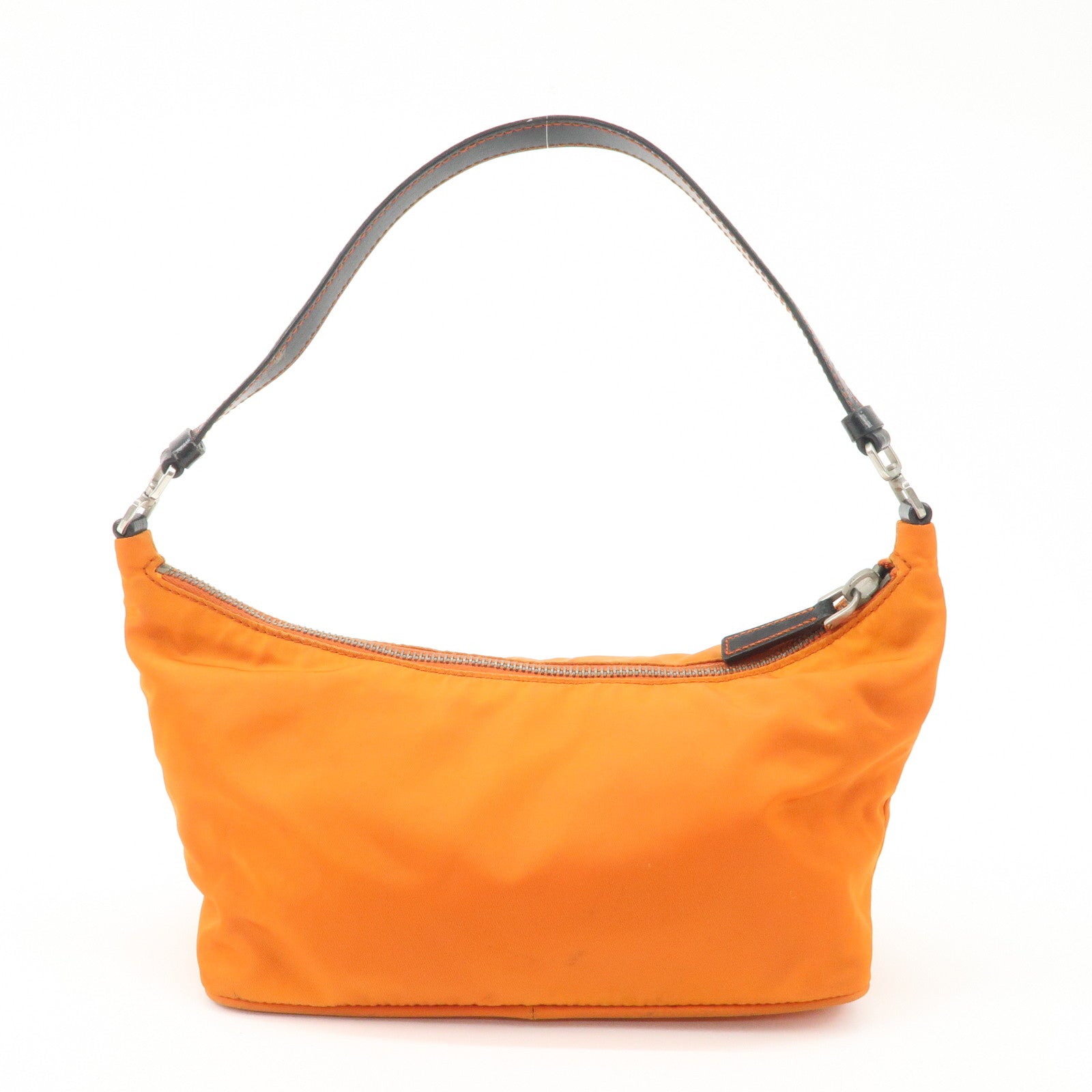 PRADA Triangle Logo Nylon Leather Shoulder Bag Orange BR1267