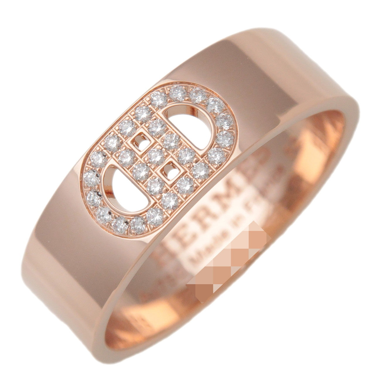 HERMES H Dunkle PM Diamond Ring K18PG Rose Gold #52 US6 EU52 HK13