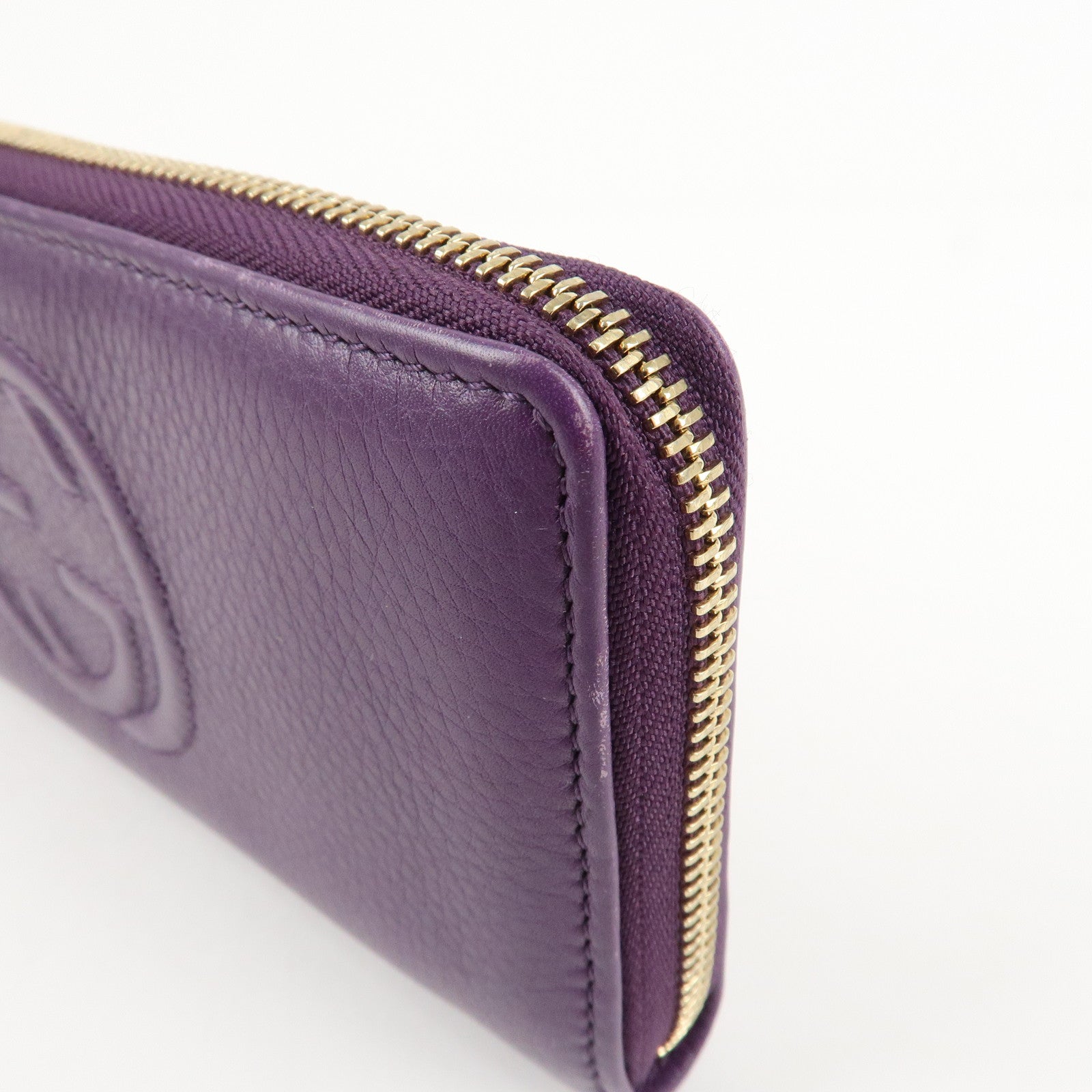 GUCCI SOHO Leather Zip Around Long Wallet Purple Used