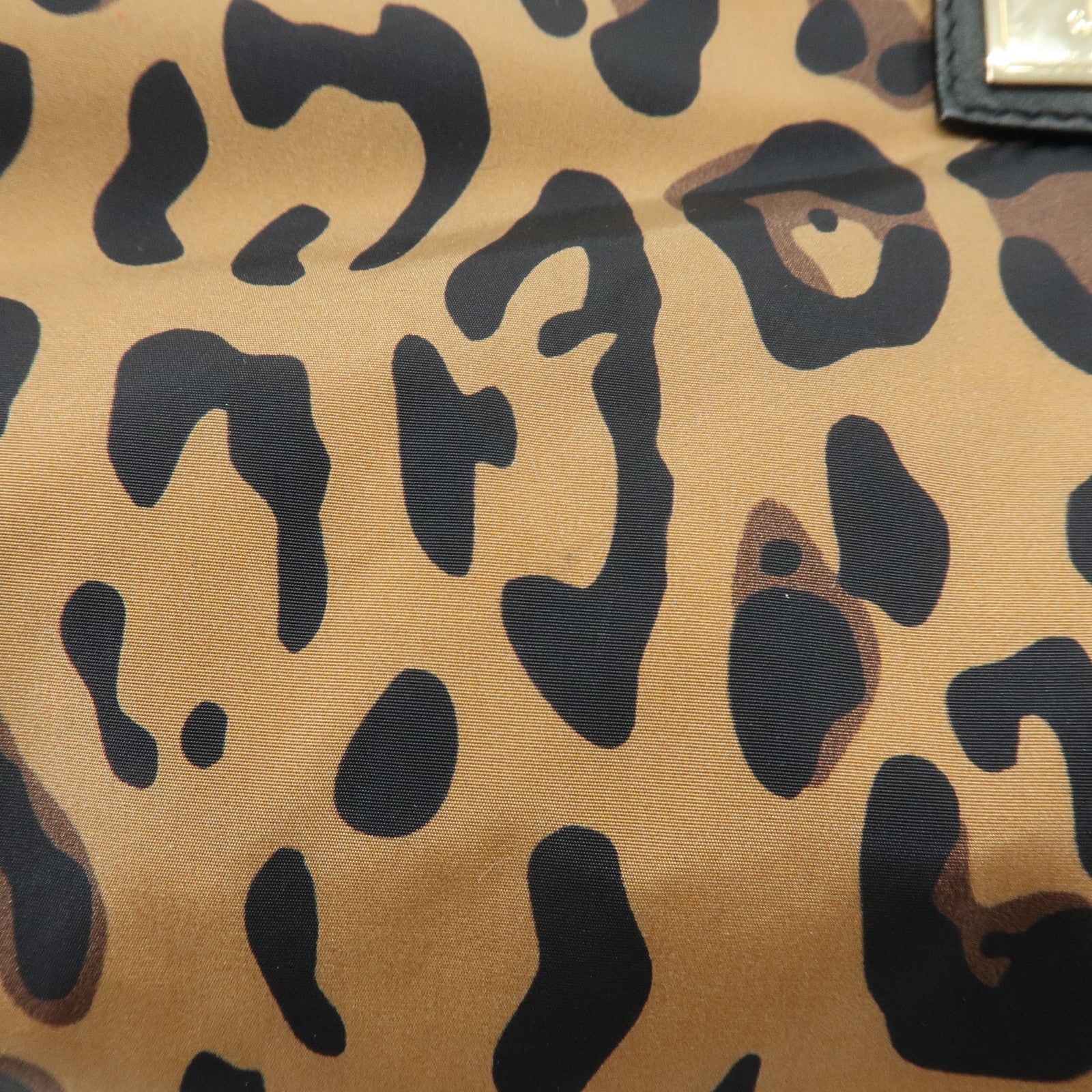JIMMY CHOO Nylon Leather Shoulder Bag Hand Bag Animal Print Brown