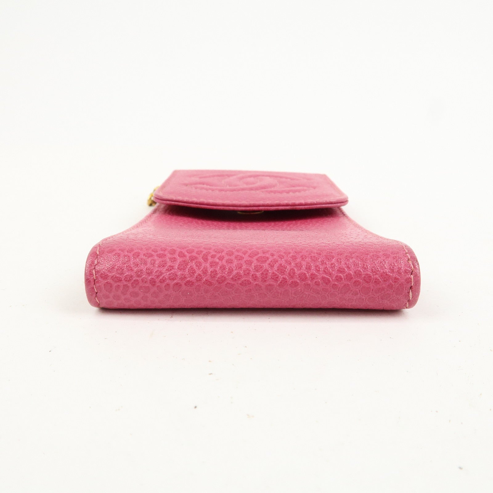CHANEL COCO Mark Caviarskin Leather Cigarette Case Pink