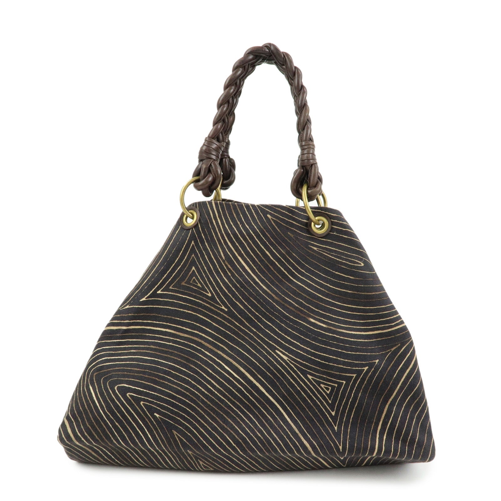 BOTTEGA VENETA Canvas Leather Tote Bag Hand Bag Brown