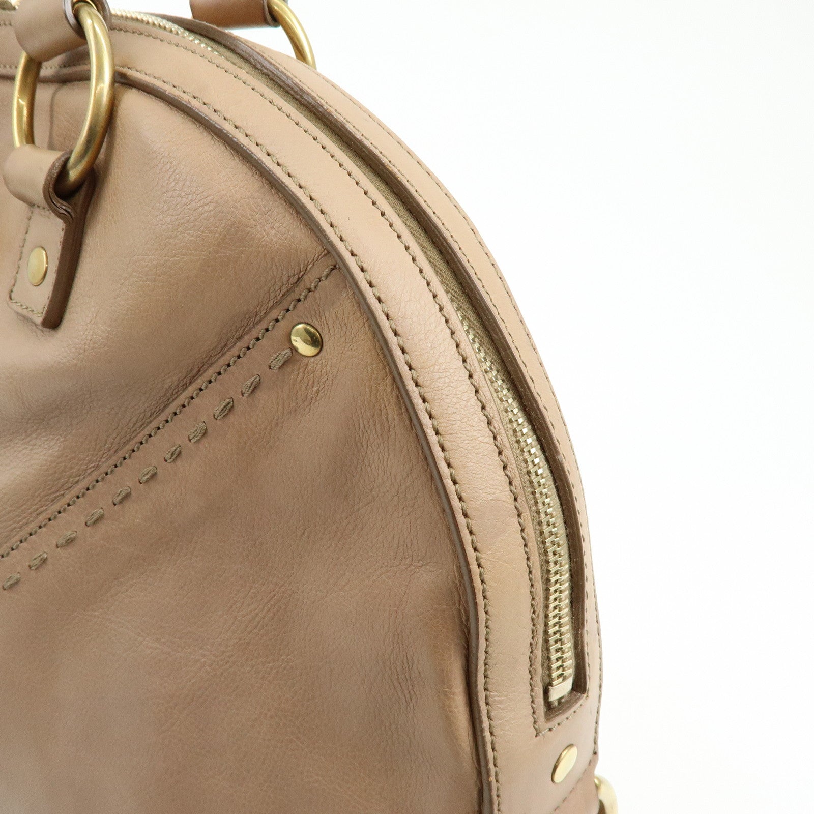 SAINT LAURENT PARIS Muse Leather Hand Bag Tote Bag Beige